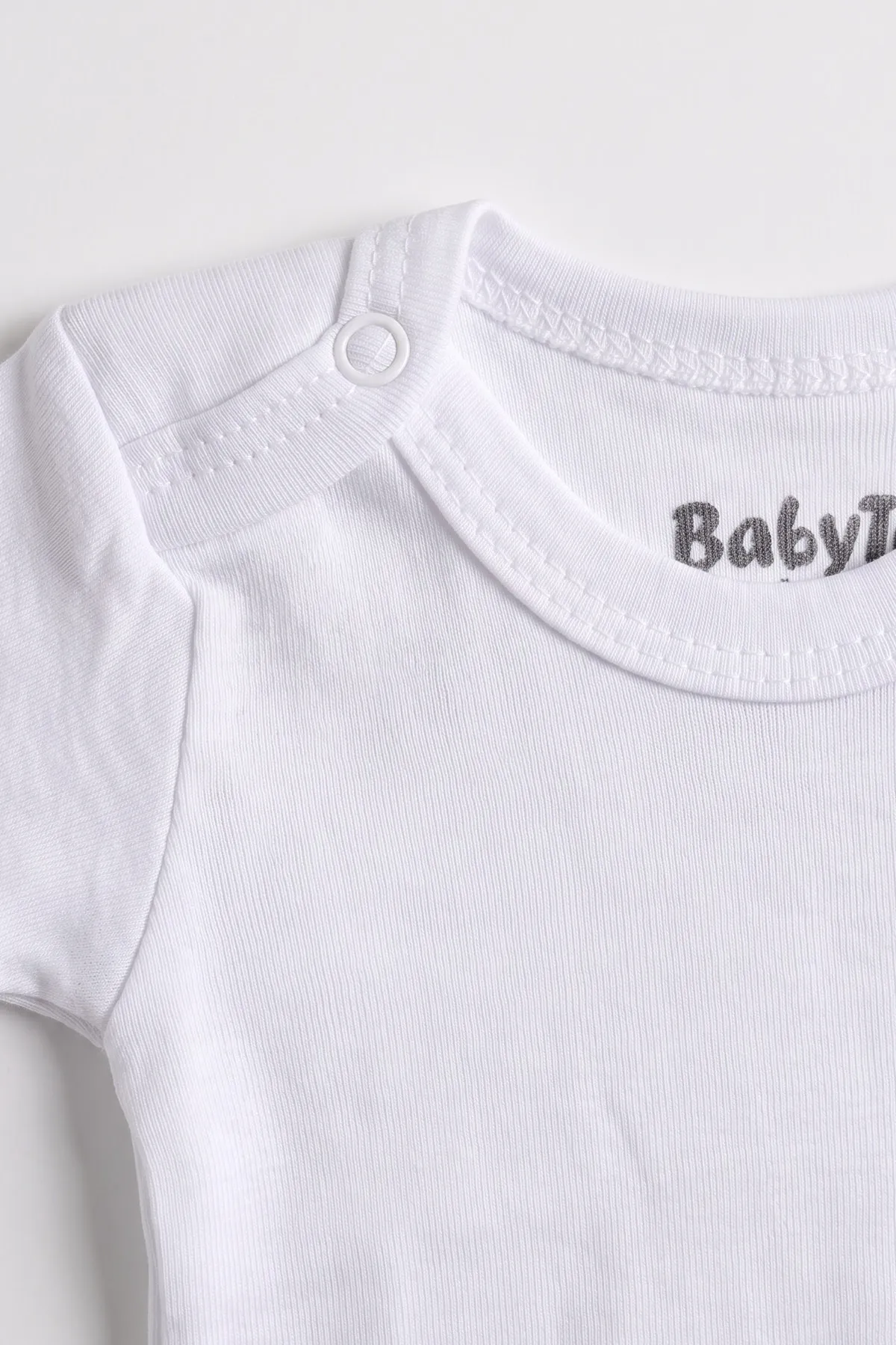 Beyaz (0-9 Ay) Düz Kısa Kol Bebek Çıtçıtlı Badi 482346