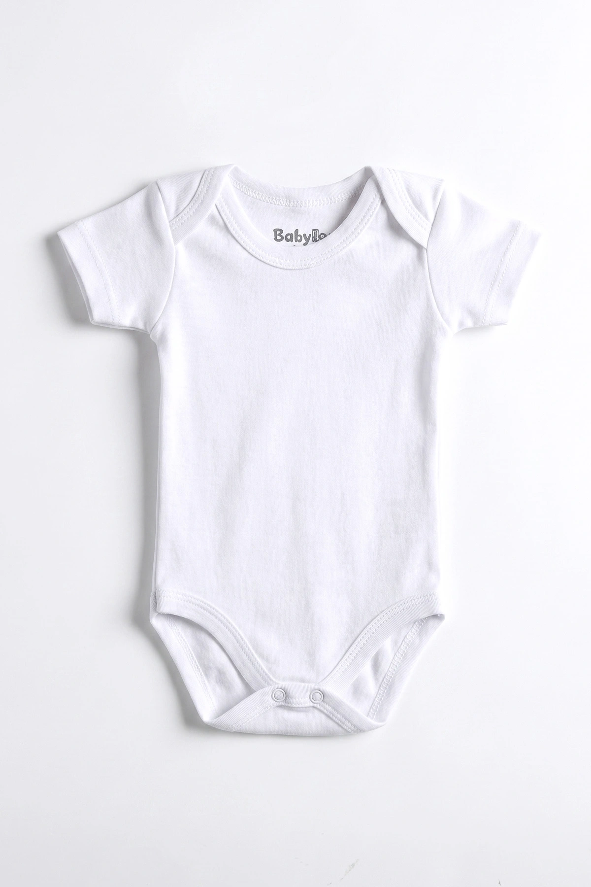 Beyaz (0-9 Ay) Düz Kısa Kol Bebek Çıtçıtlı Badi 482346