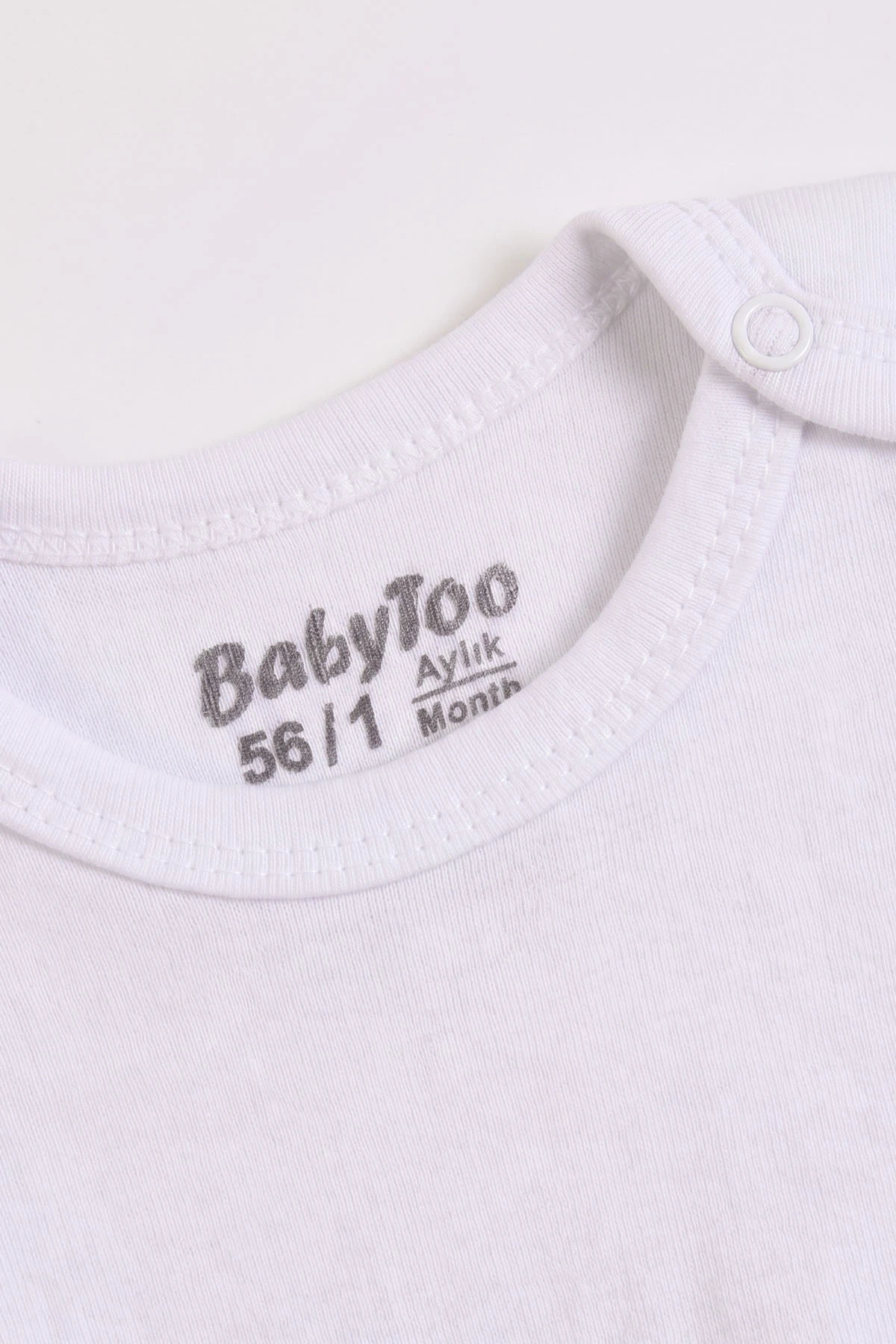 Beyaz (0-9 Ay) Düz Uzun Kol Bebek Çıtçıtlı Badi 482323