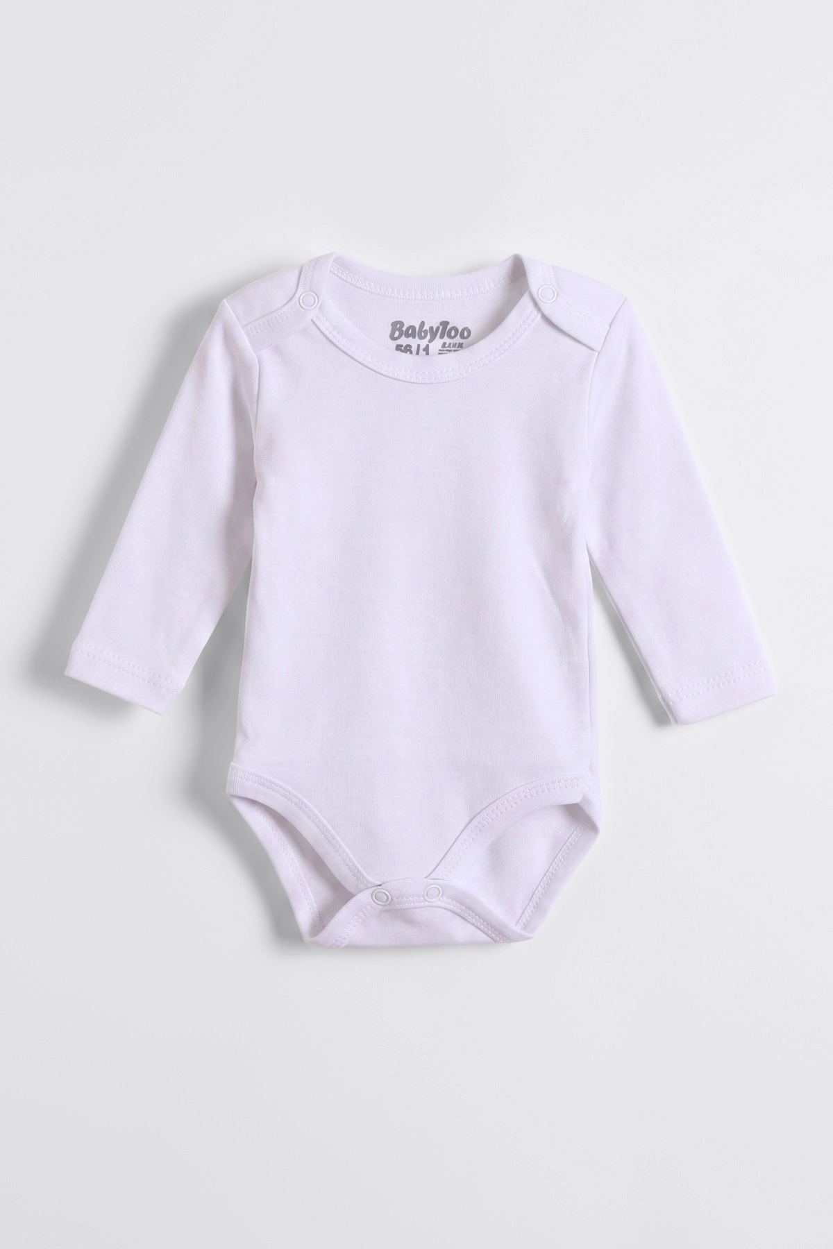 Beyaz (0-9 Ay) Düz Uzun Kol Bebek Çıtçıtlı Badi 482323