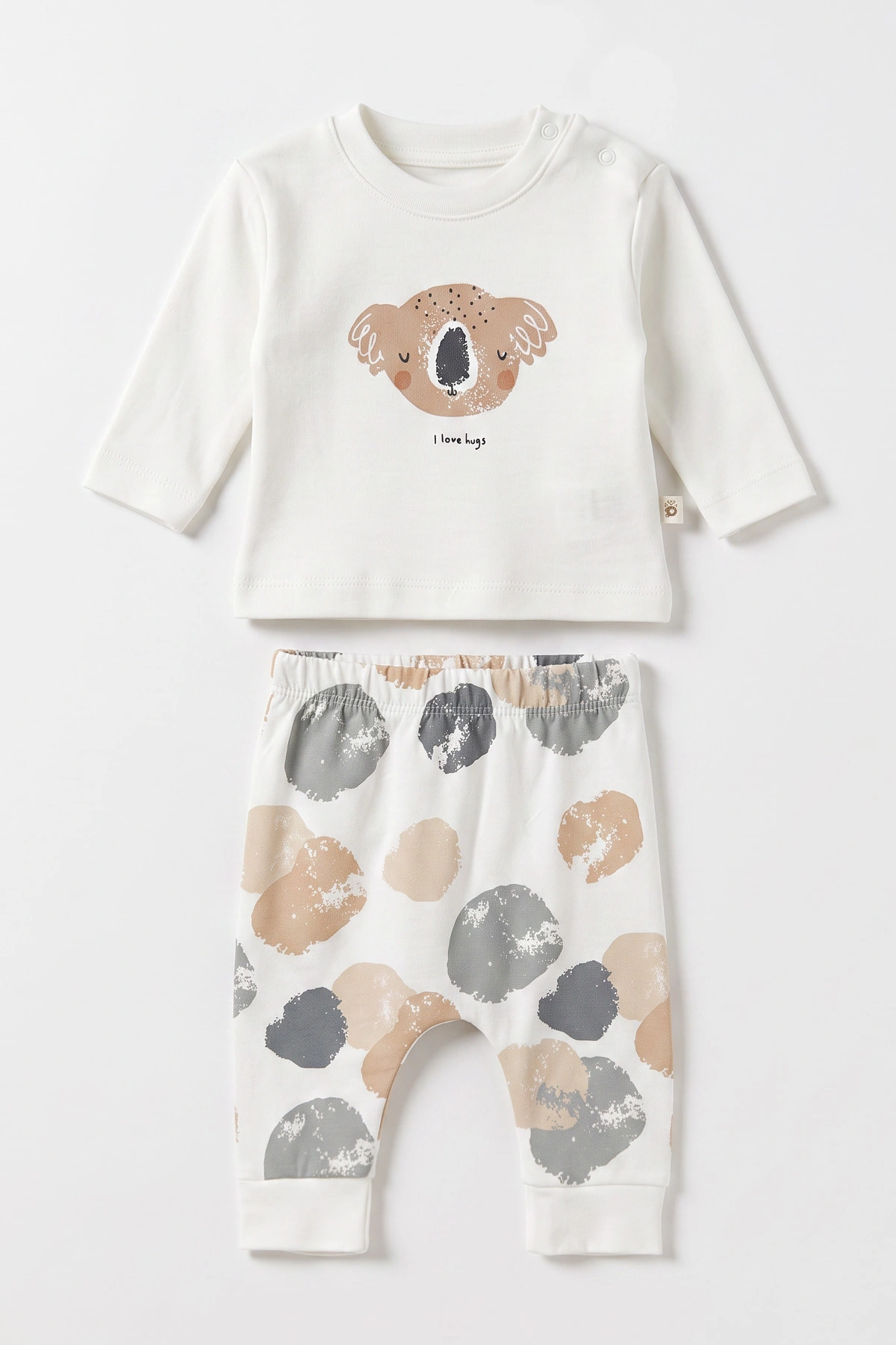 Beyaz (0-9 Ay) Koala Baskılı 2'li Erkek Bebek  Takım 472995