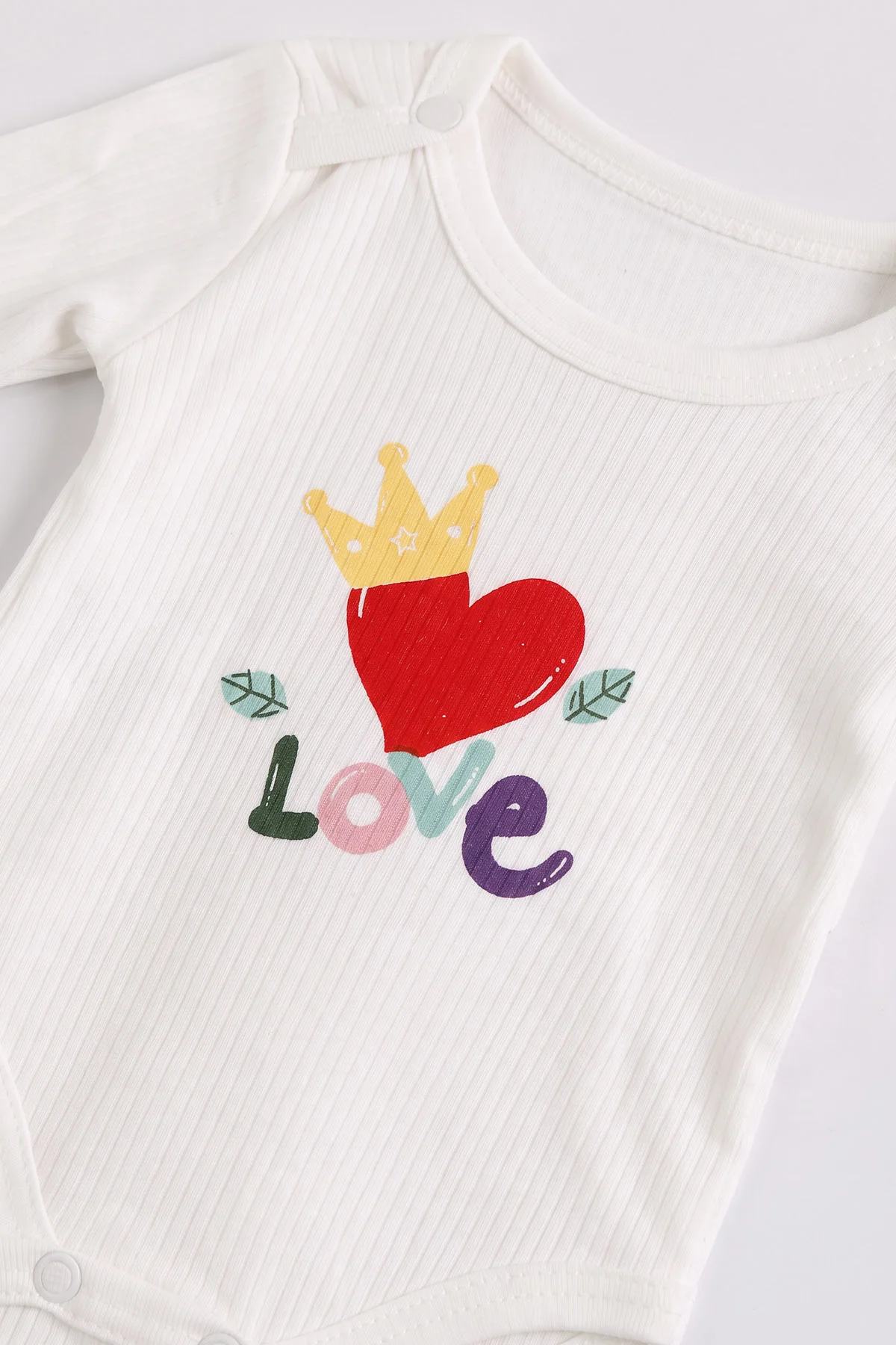 Beyaz (0-9 Ay) Love Baskılı Kız Bebek Takım 480494