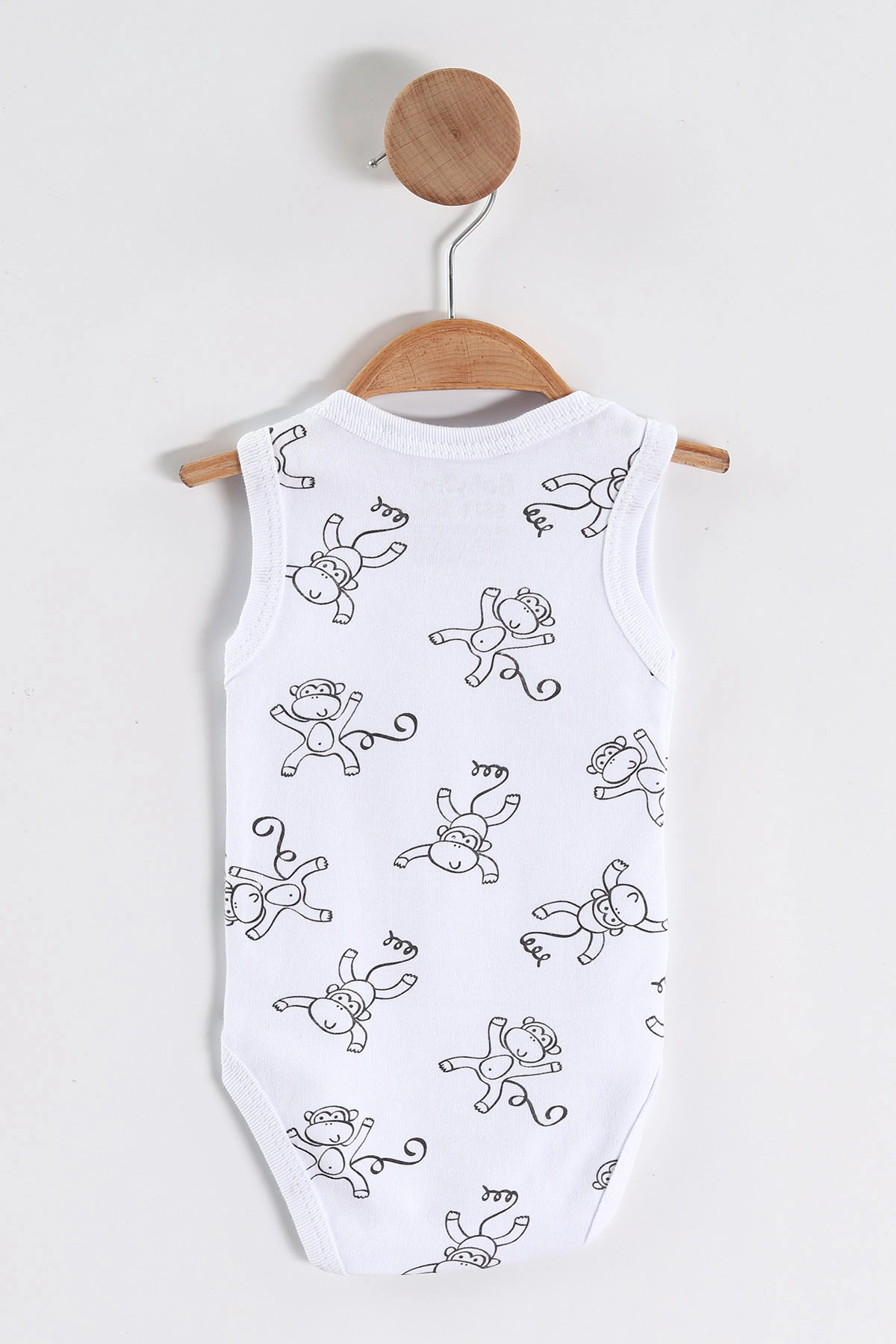 Beyaz (0-9 Ay )Maymun   Desenli Bebek&Çocuk Çıtçıtlı Badi 457243