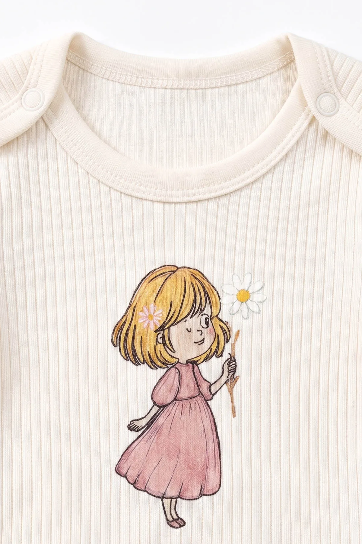 Beyaz (0-9 Ay) Papatyalı Kız Nakışlı   Kız Bebek Takım 480481