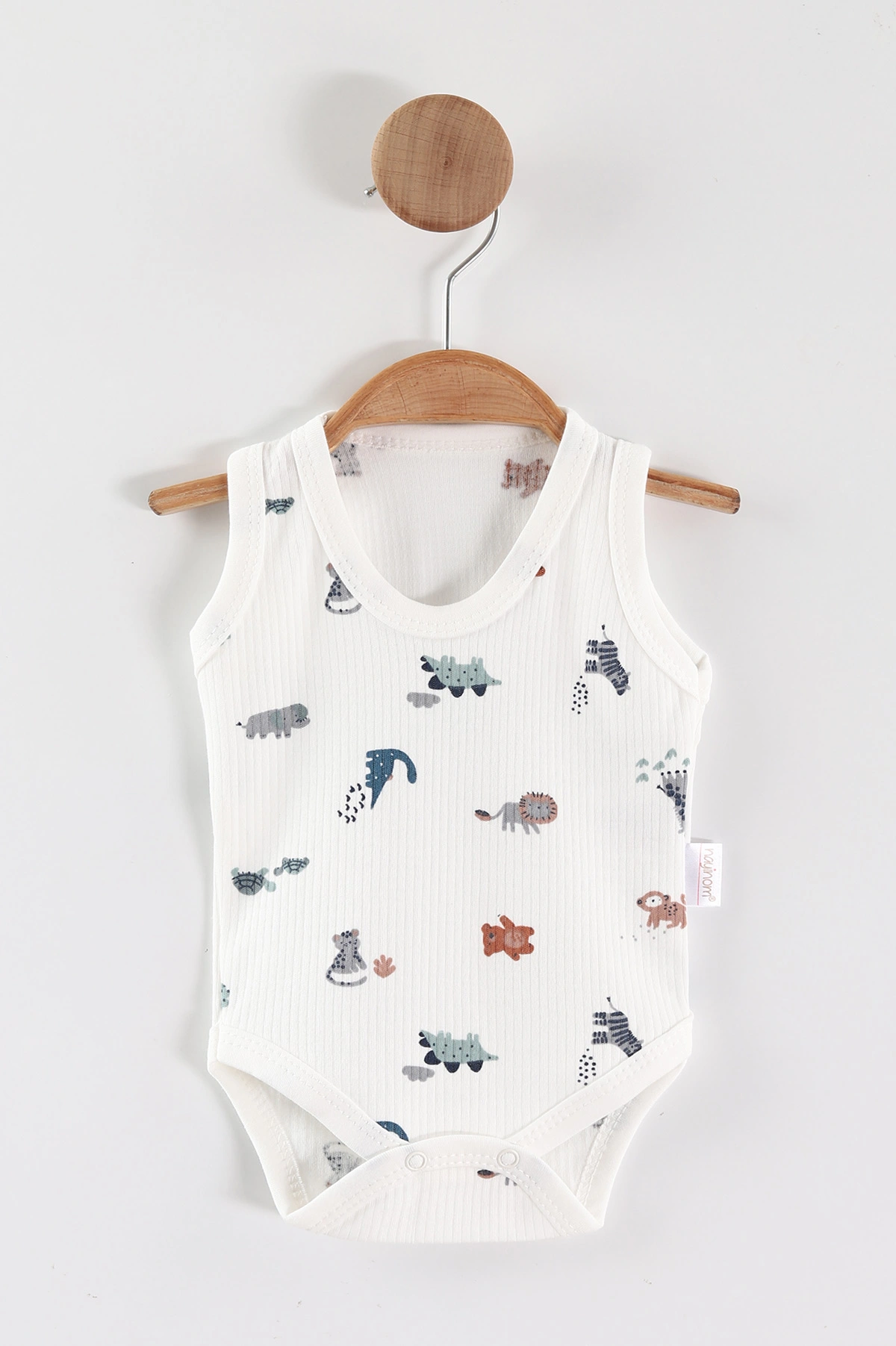 Beyaz (0-9 Ay) Safari Baskılı    Erkek Bebek Çıtçıtlı Badi 441457