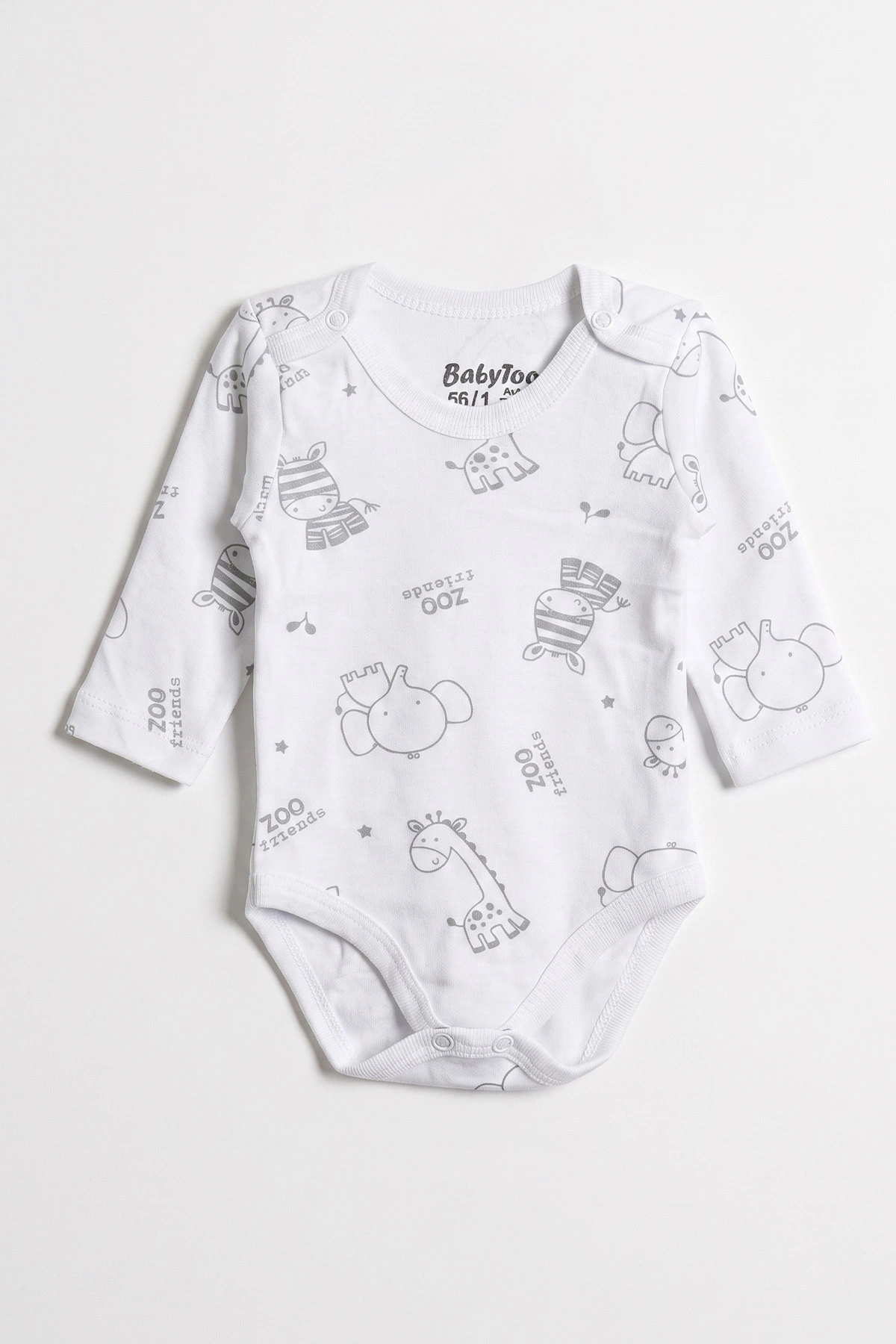 Beyaz (0-9 Ay) Safari  Desenli Bebek Çıtçıtlı Badi 482303
