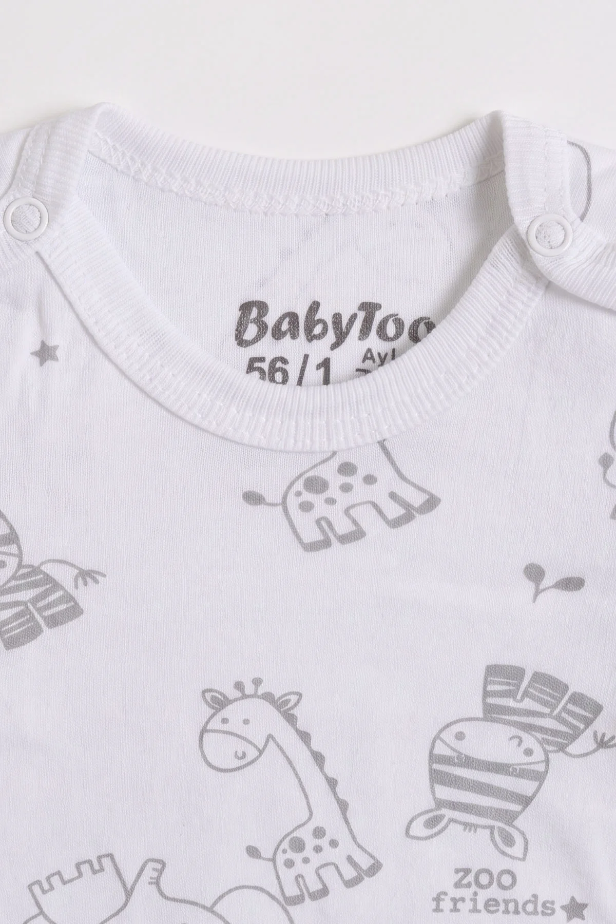 Beyaz (0-9 Ay) Safari  Desenli Bebek Çıtçıtlı Badi 482303