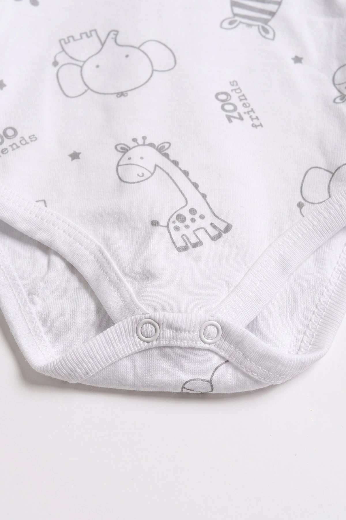 Beyaz (0-9 Ay) Safari  Desenli Bebek Çıtçıtlı Badi 482303