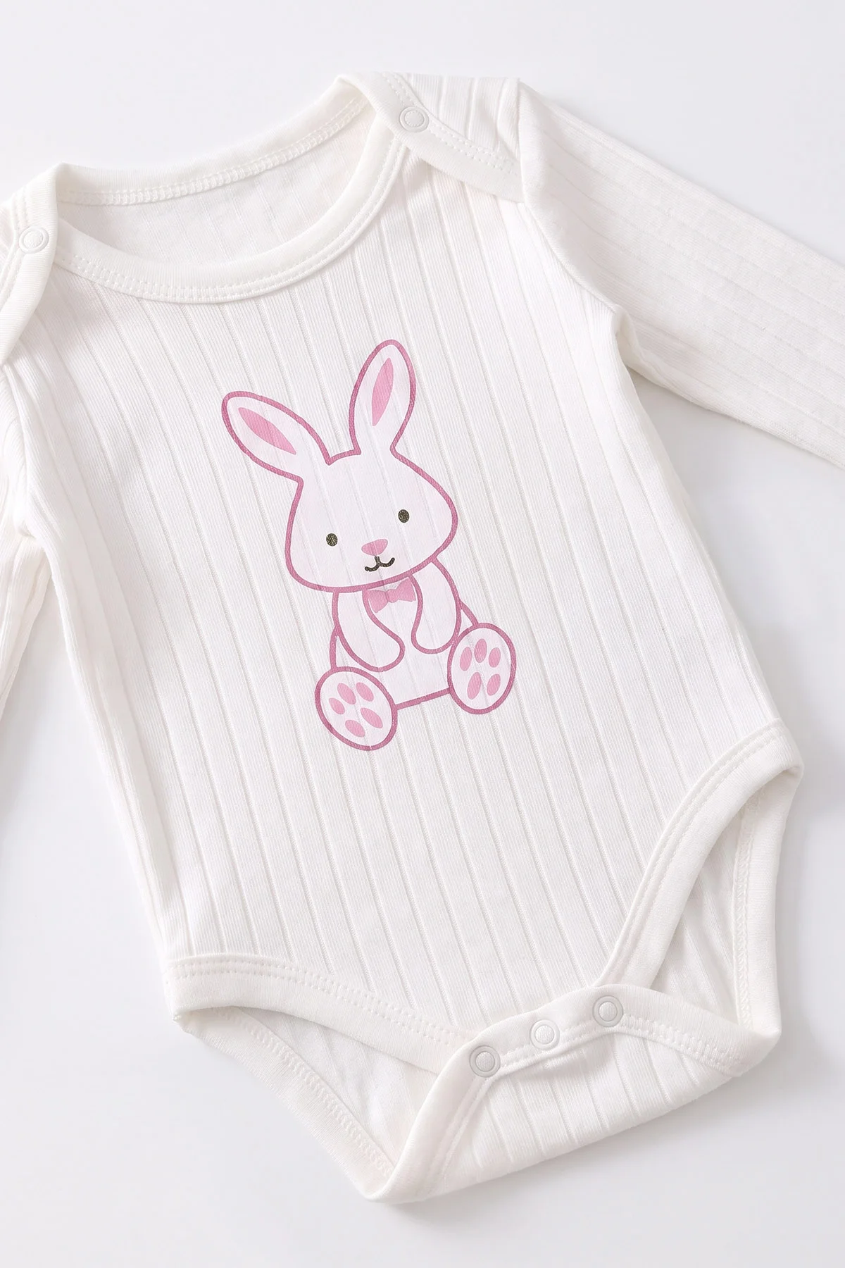 Beyaz (0-9 Ay) Tavşan Baskılı  Raporlu  Bebek Takım 480473