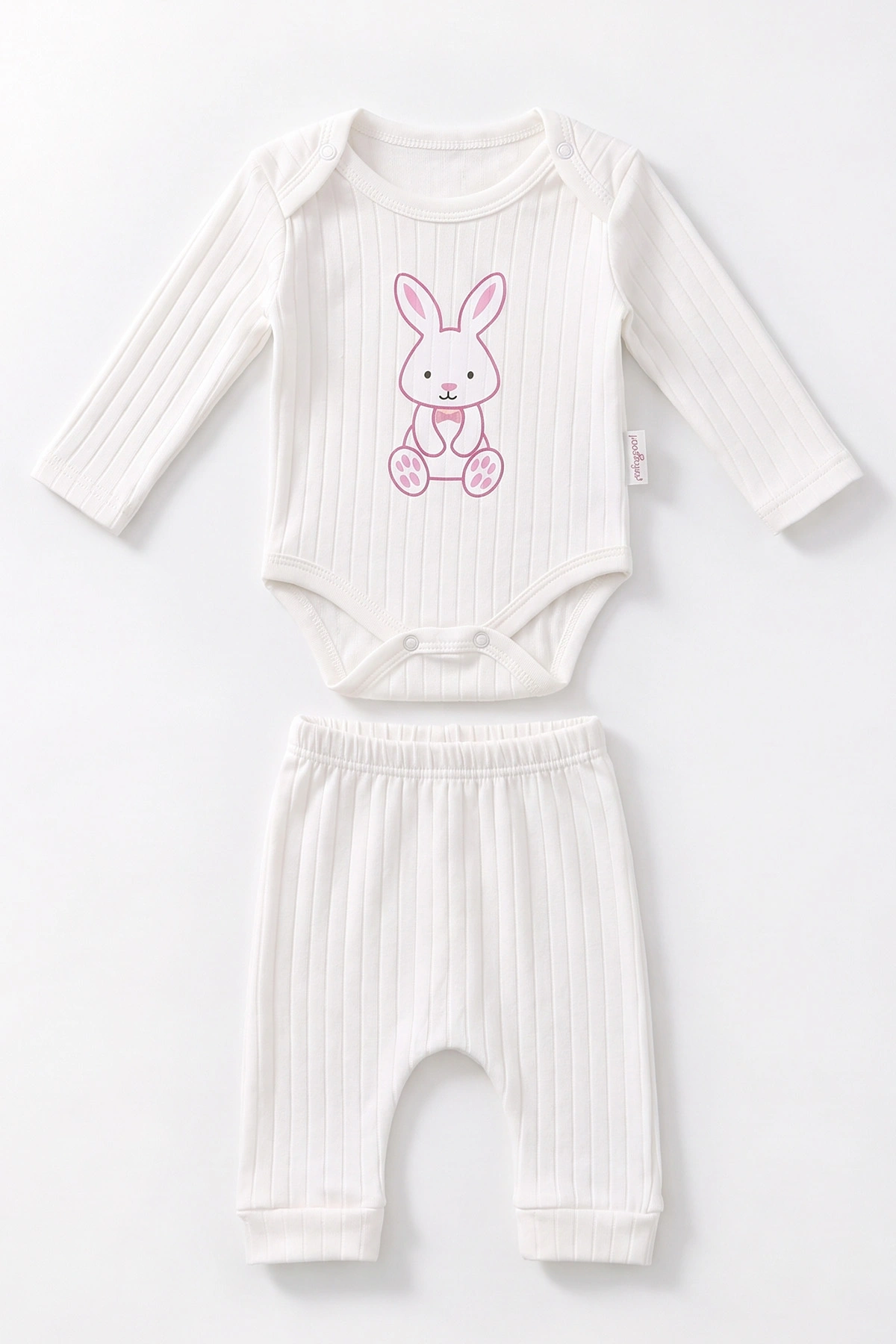 Beyaz (0-9 Ay) Tavşan Baskılı  Raporlu  Bebek Takım 480473