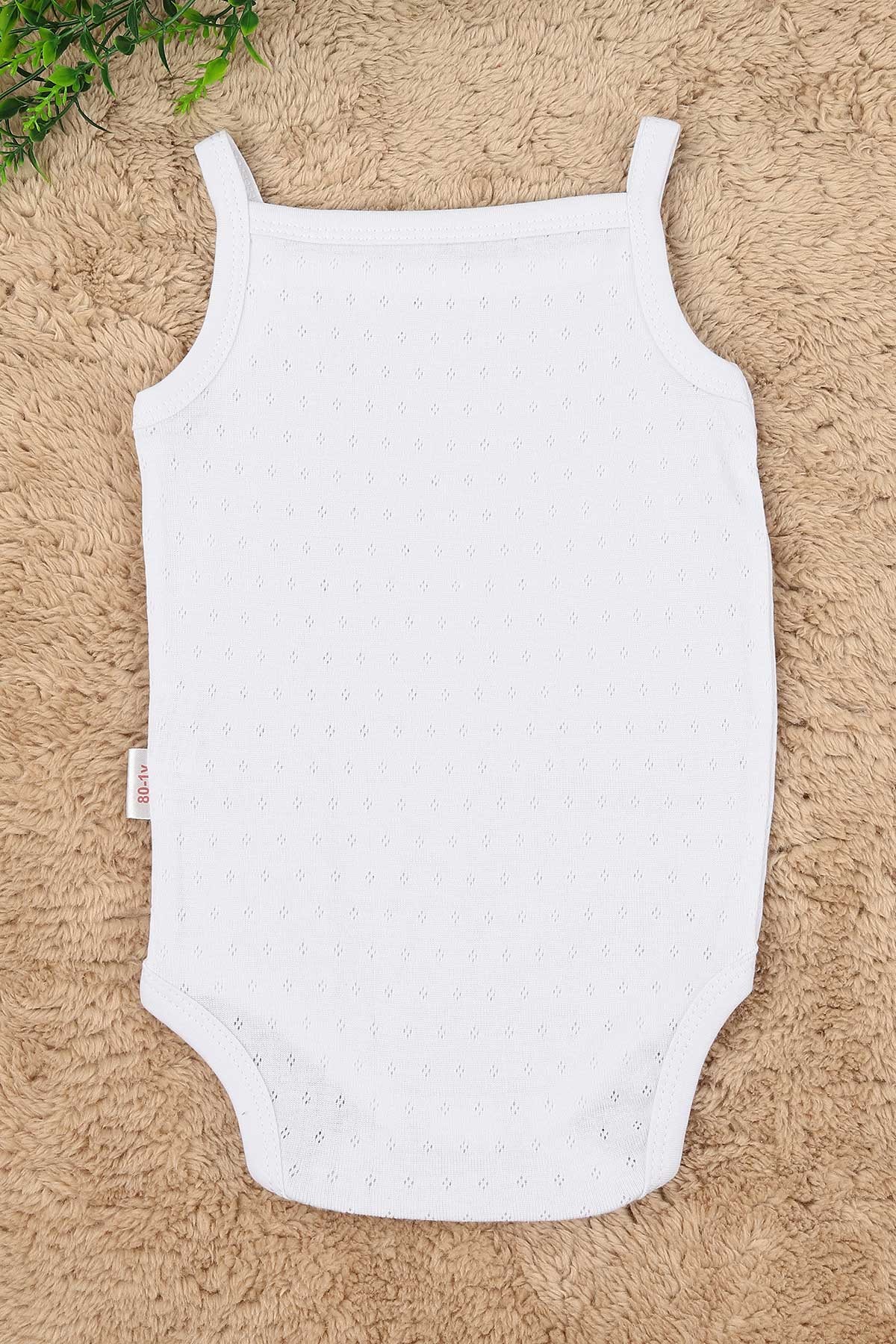 Beyaz (1-3 Yaş) Jakarlı İp Askılı Bebe Badi 158713