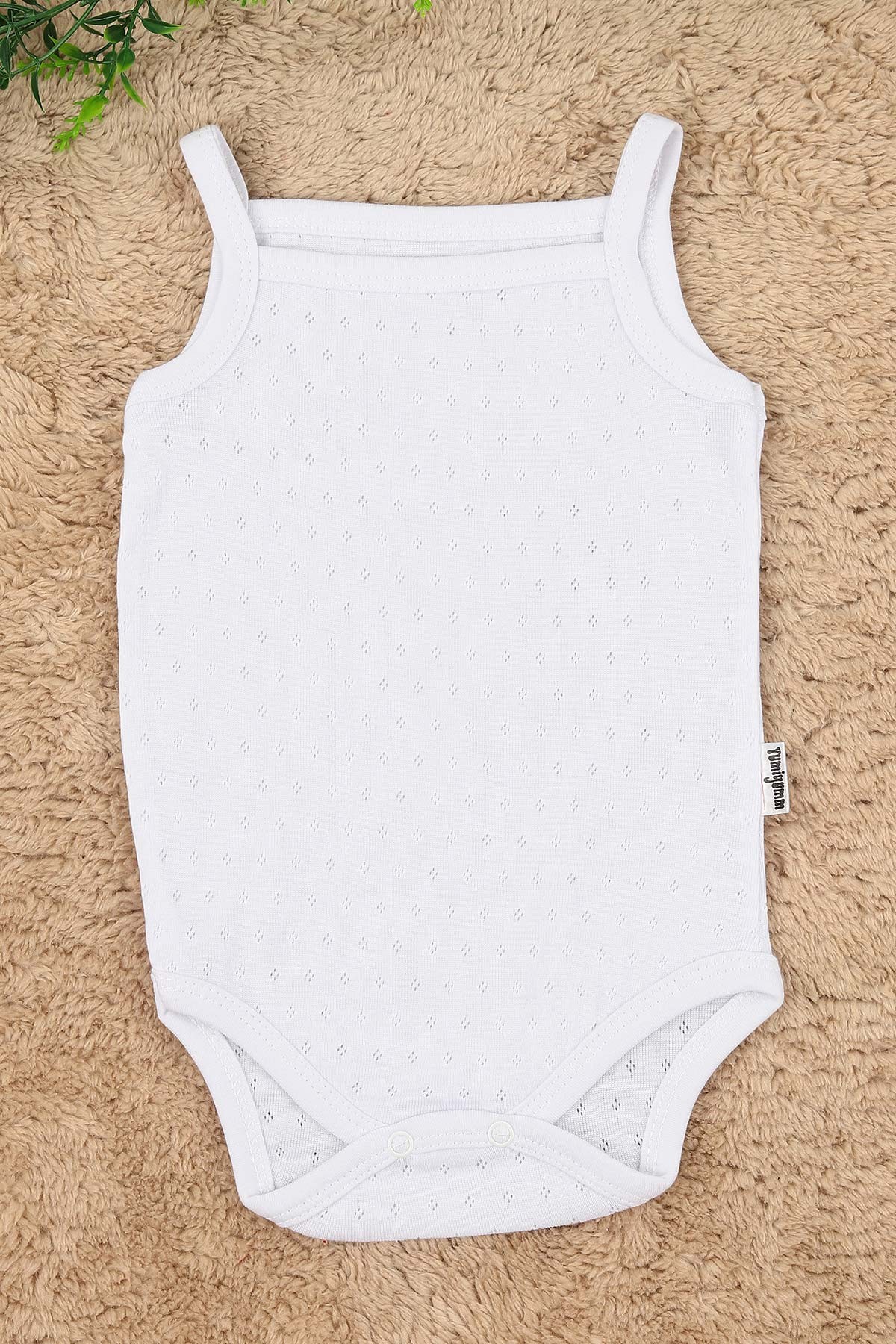 Beyaz (1-3 Yaş) Jakarlı İp Askılı Bebe Badi 158713