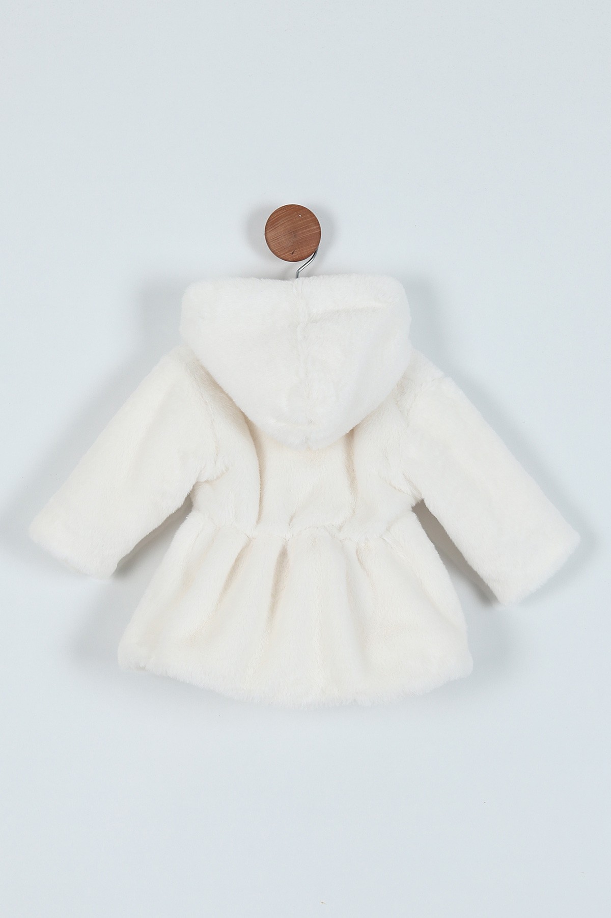 Beyaz (1-3 Yaş) Taş Detaylı Fiyonklu Kürklü Kız Bebe Mont 220926