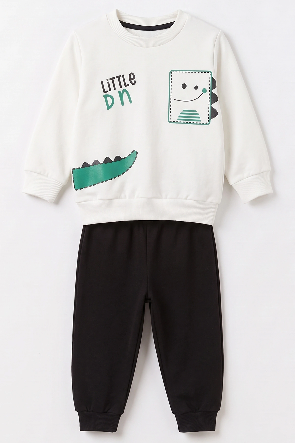 Beyaz (1-4 Yaş) Little Dino Baskılı 2 İp Erkek Çocuk&Bebek Mevsimlik Takım 495084