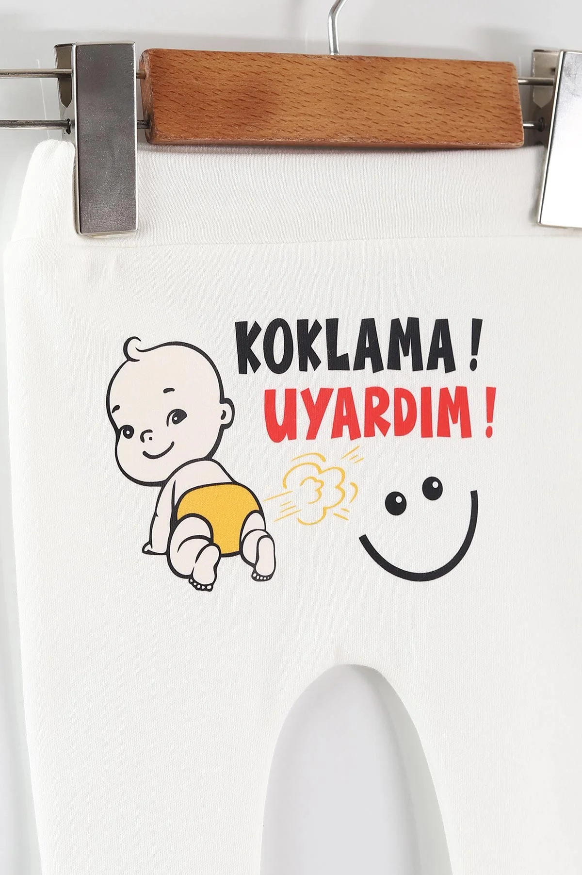 Beyaz (1-9 Ay) Şakacı Yazılar Baskılı Manşetli Unısex Bebek Tek Alt 465692