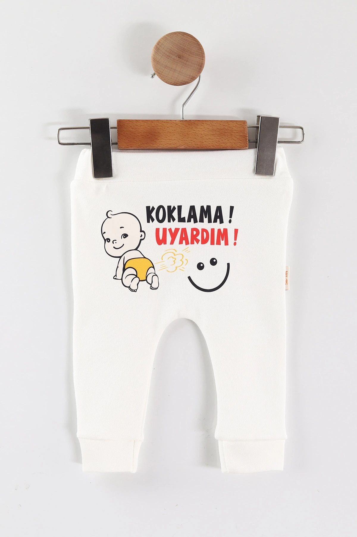 Beyaz (1-9 Ay) Şakacı Yazılar Baskılı Manşetli Unısex Bebek Tek Alt 465692