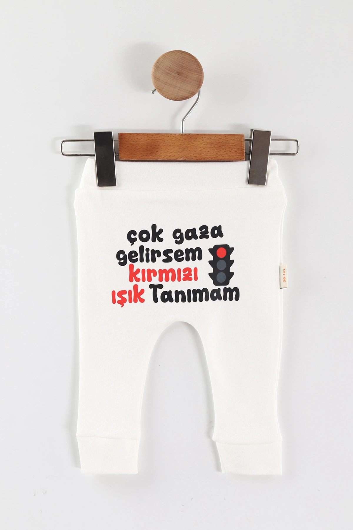 Beyaz (1-9 Ay) Şakacı Yazılar Baskılı Manşetli Unısex Bebek Tek Alt 465694