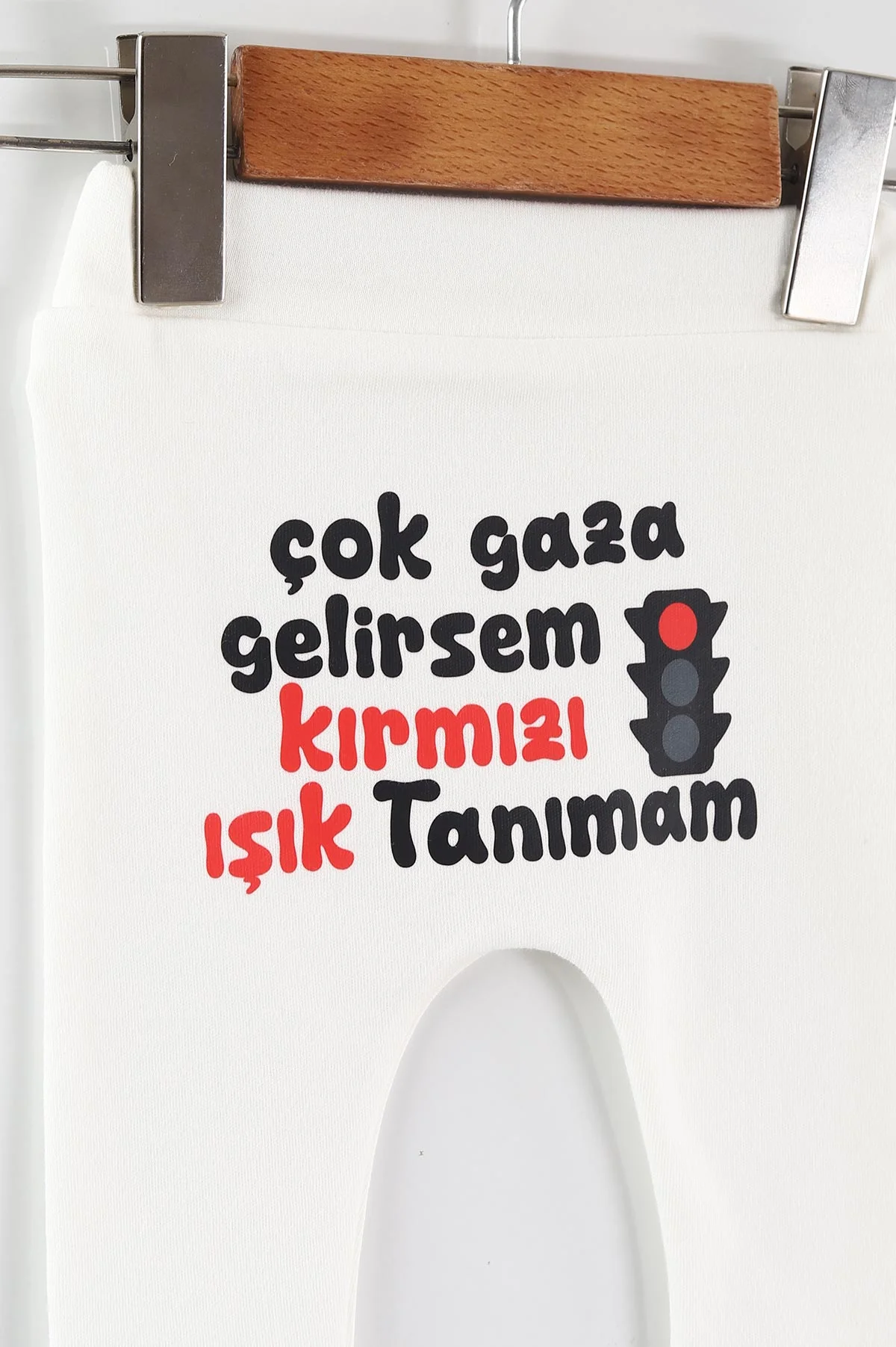 Beyaz (1-9 Ay) Şakacı Yazılar Baskılı Manşetli Unısex Bebek Tek Alt 465694