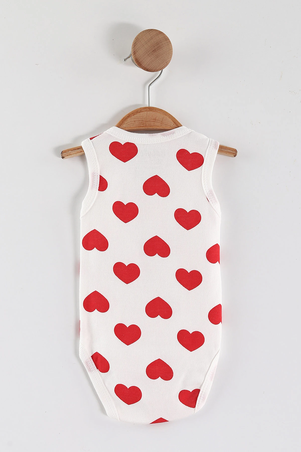 Beyaz (1-9 Ay)Kalp Baskılı Kız Bebek Çıtçıtlı Badi 447539
