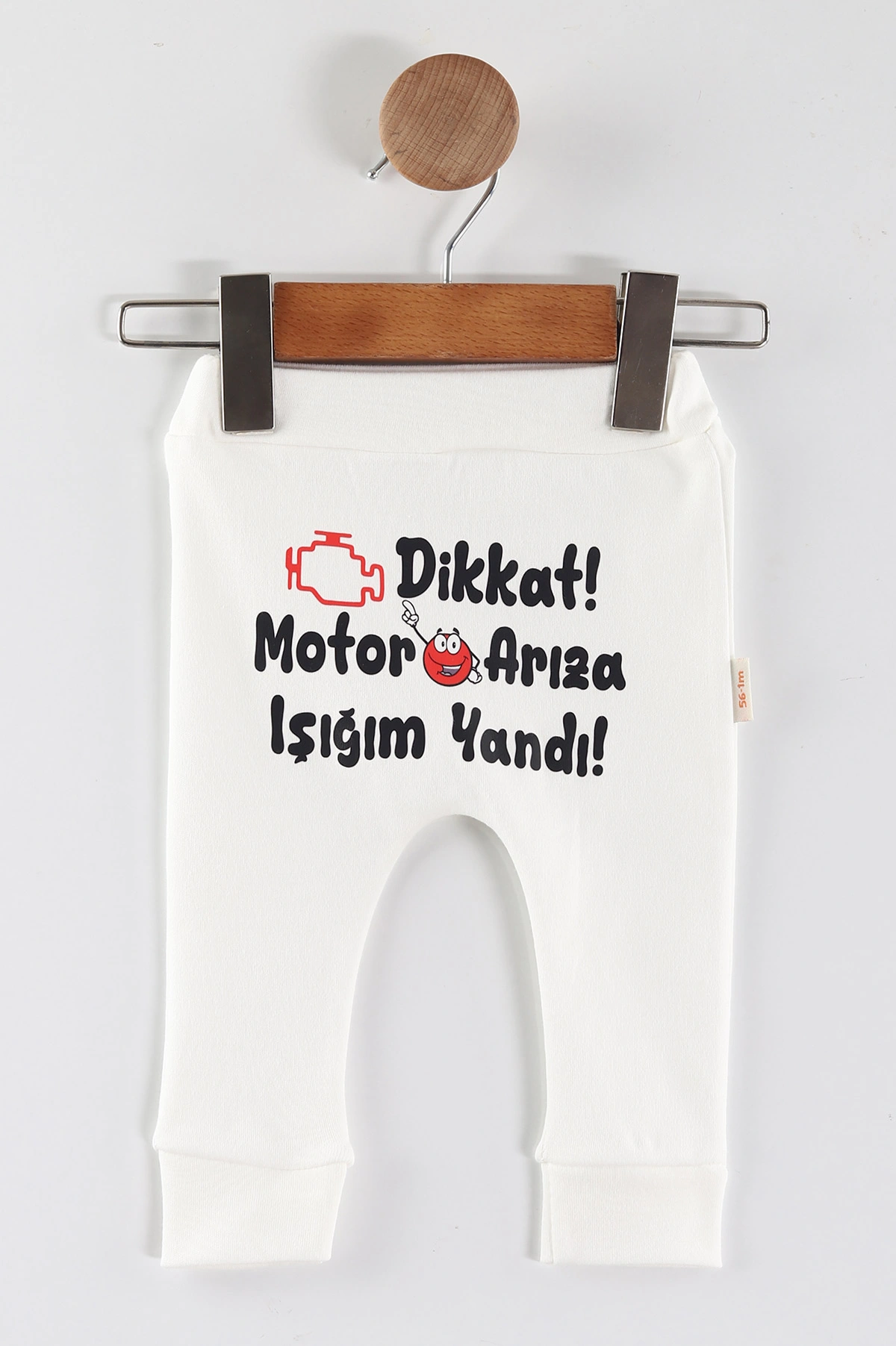 Beyaz (1-9 Ay)Şakacı Yazılar Baskılı Manşetli Unısex Bebek Tek Alt 452187