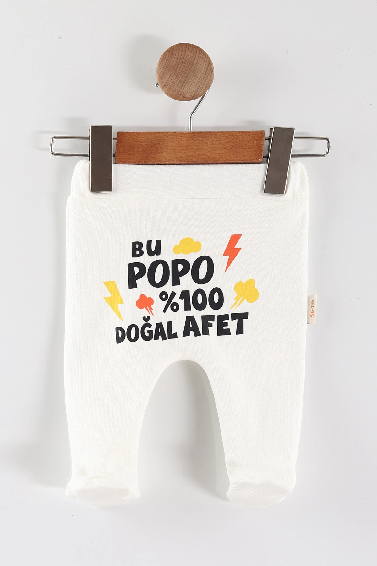 Beyaz (1-9 Ay)Şakacı Yazılar Baskılı Unısex Bebek Patikli Tek Alt 452195