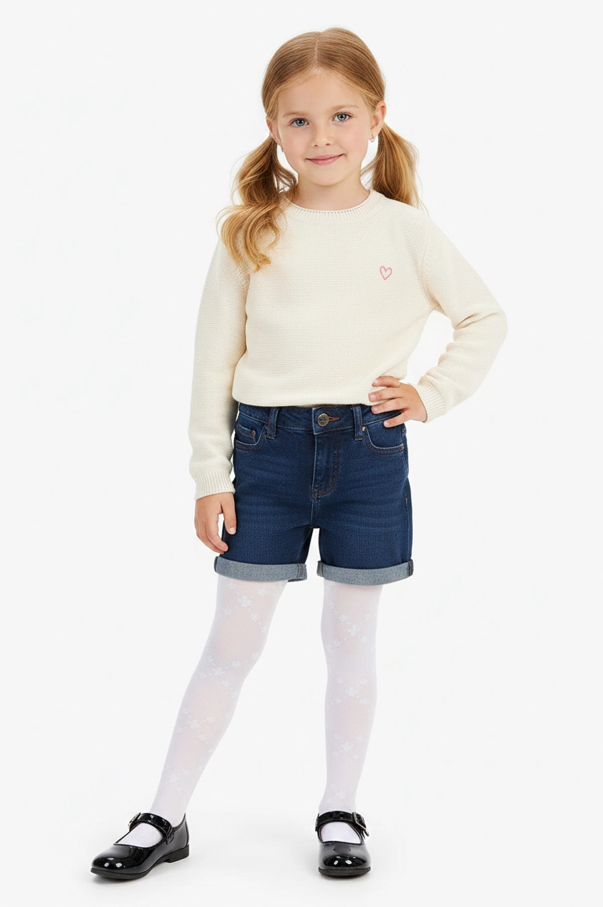 Beyaz 10 Penti Pretty Daisy Zigzag 30 Den Kız Çocuk Külotlu Çorap 421693
