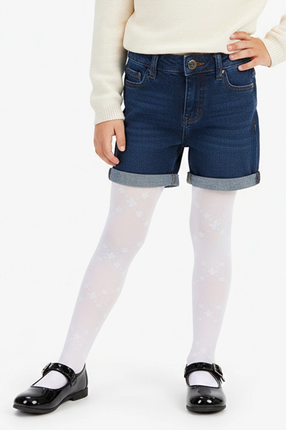 Beyaz 10 Penti Pretty Daisy Zigzag 30 Den Kız Çocuk Külotlu Çorap 421693