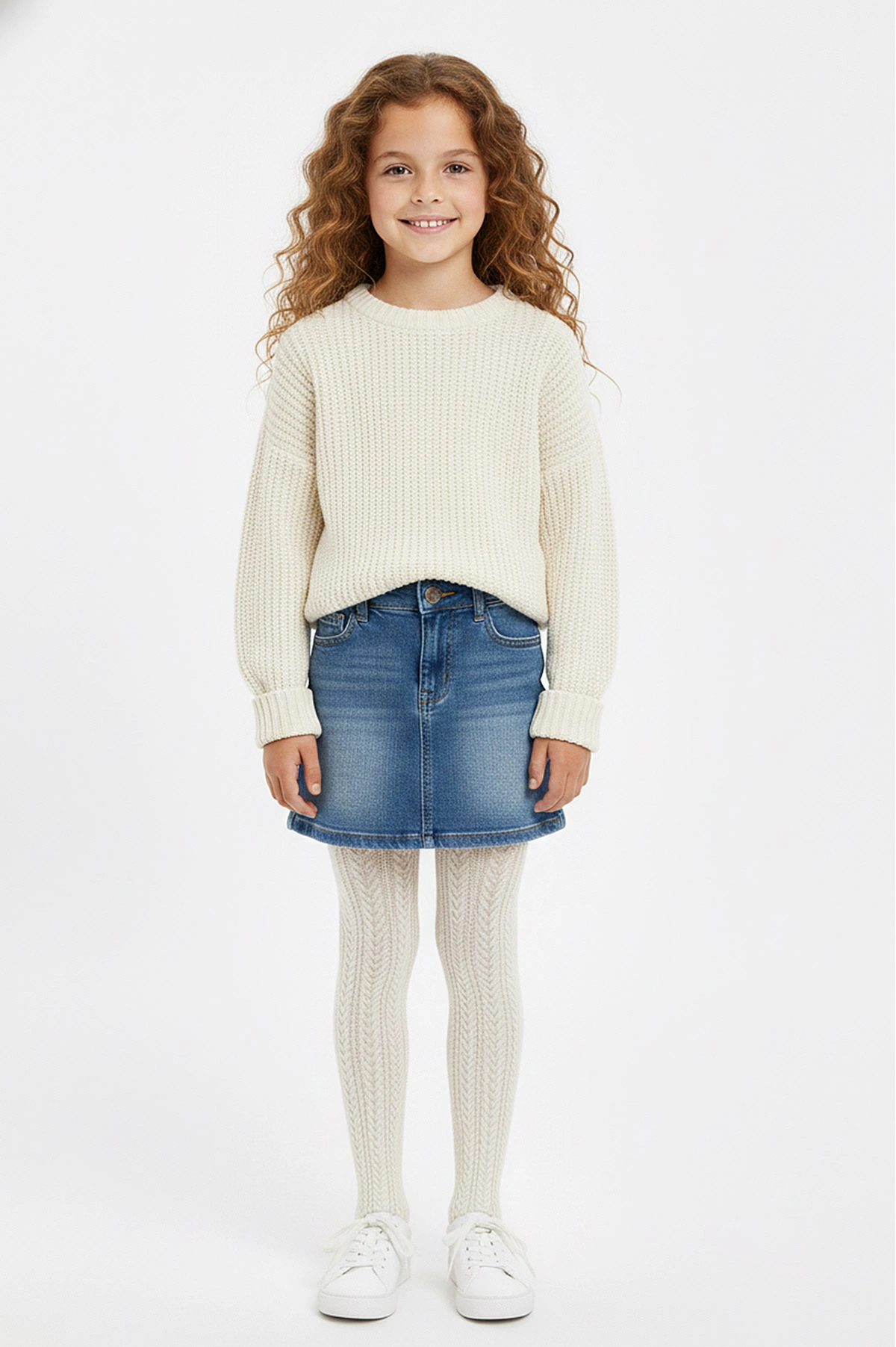 Beyaz 10 Penti Pretty Knit 80 Den Triko Kız Çocuk Külotlu Çorap 421833