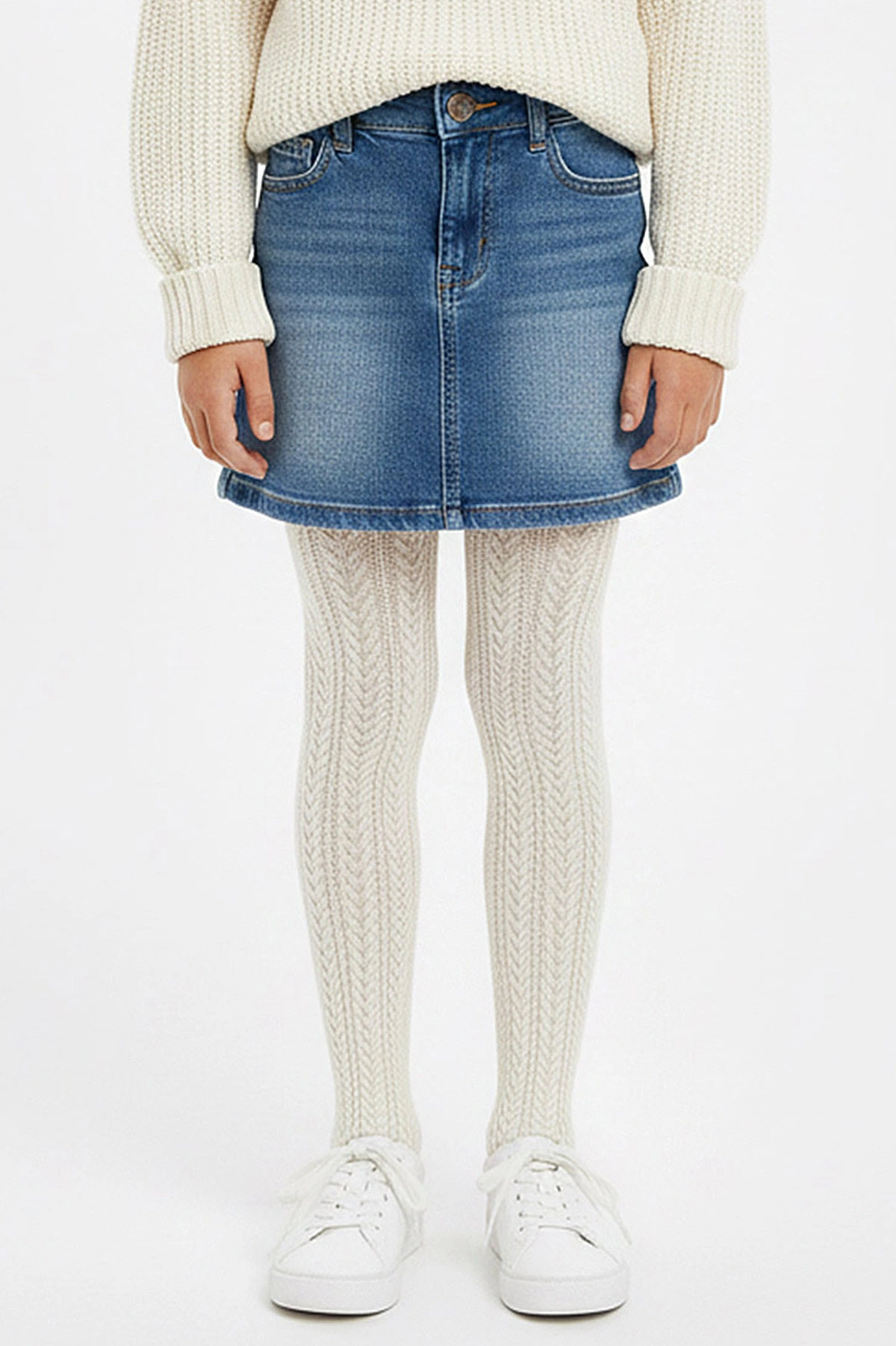 Beyaz 10 Penti Pretty Knit 80 Den Triko Kız Çocuk Külotlu Çorap 421833