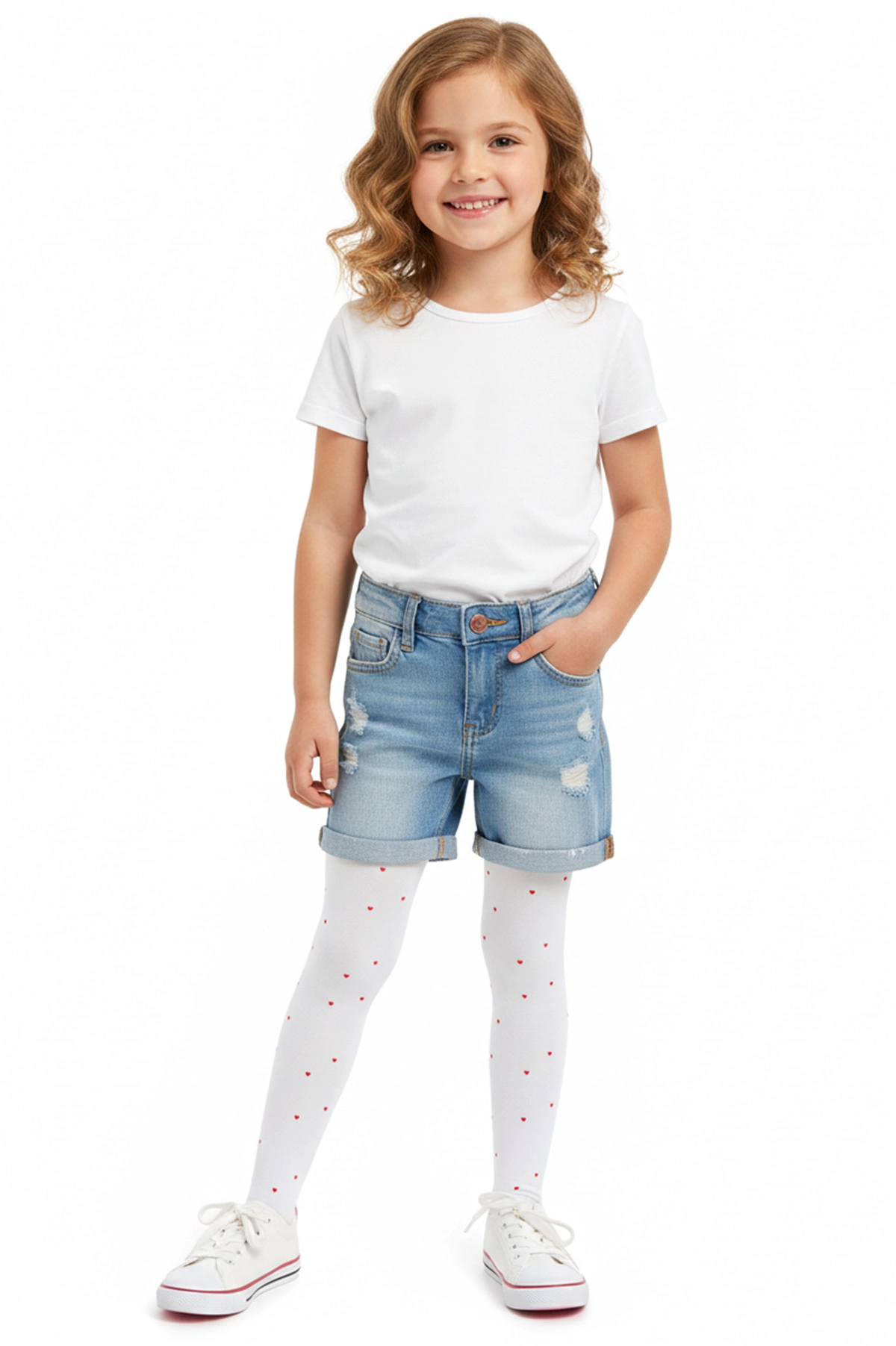 Beyaz 10 Penti  Pretty  Red Heart 30 Den Kız Çocuk Külotlu Çorap 421690
