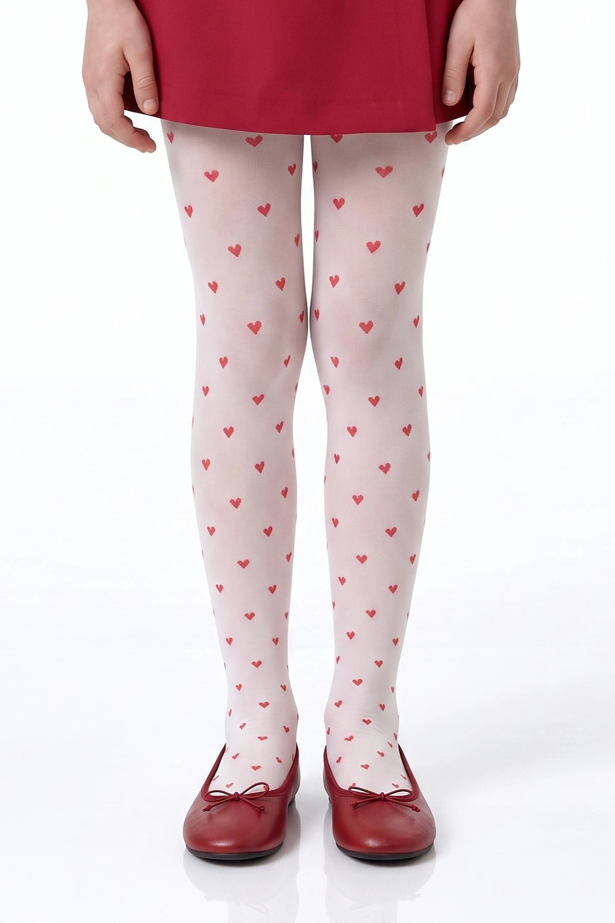 Beyaz 10 Penti Pretty Red Little Heart 40 Den Kız Çocuk Külotlu Çorap 498361