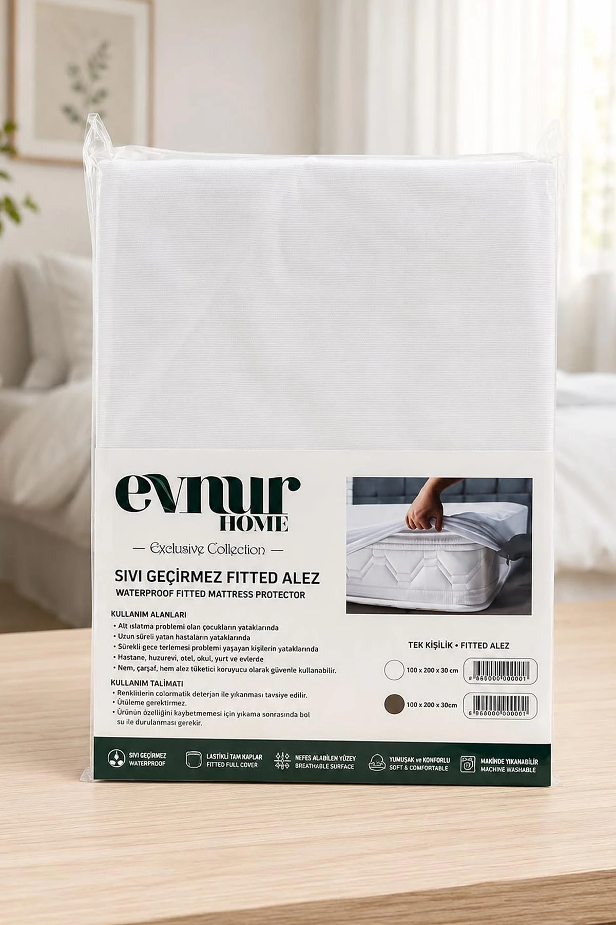 Beyaz 100x200 Sıvı geçirmez Lastikli Alez 479462