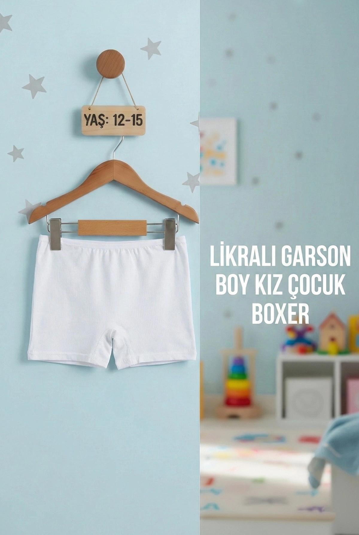 Beyaz (12-15 Yaş) Likralı Garson Boy Kız Çocuk Boxer Külot 404179