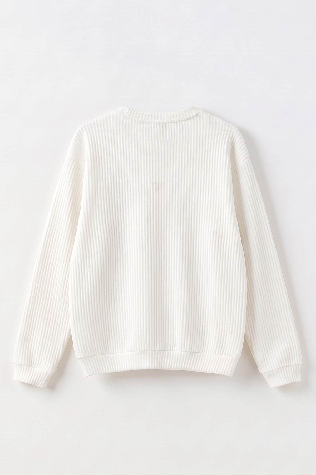 Beyaz (5-16 Yaş) Kalp Nakışlı Kız Çocuk Sweatshirt 486510
