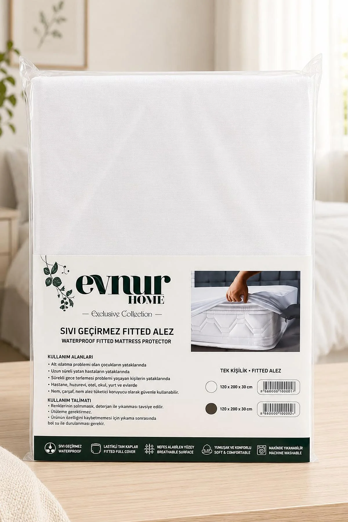 Beyaz 120x200 Cm Tek Kişilik Sıvı Geçirmez Fitted Yatak Alezi 336745