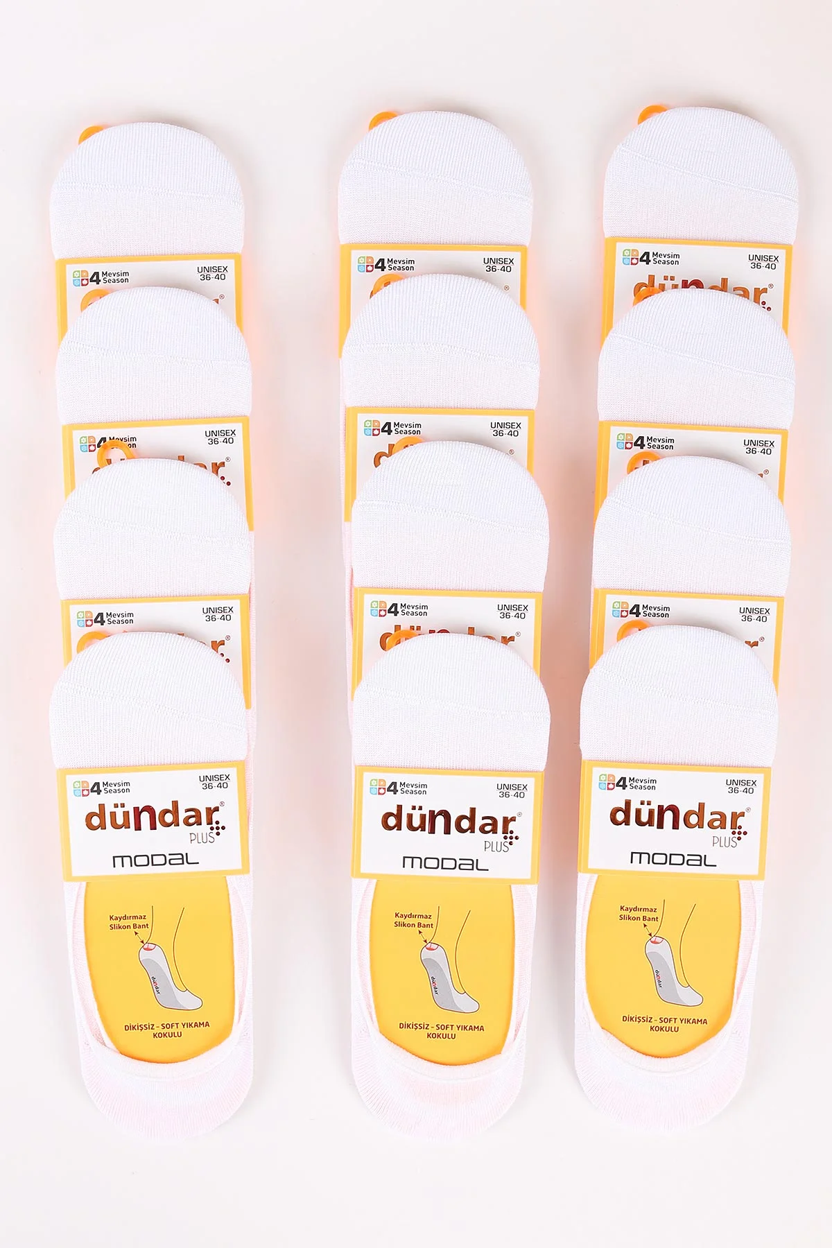 Beyaz 12'li Dört Mevsim Unisex Modal Babet Çorap 36-40 465596