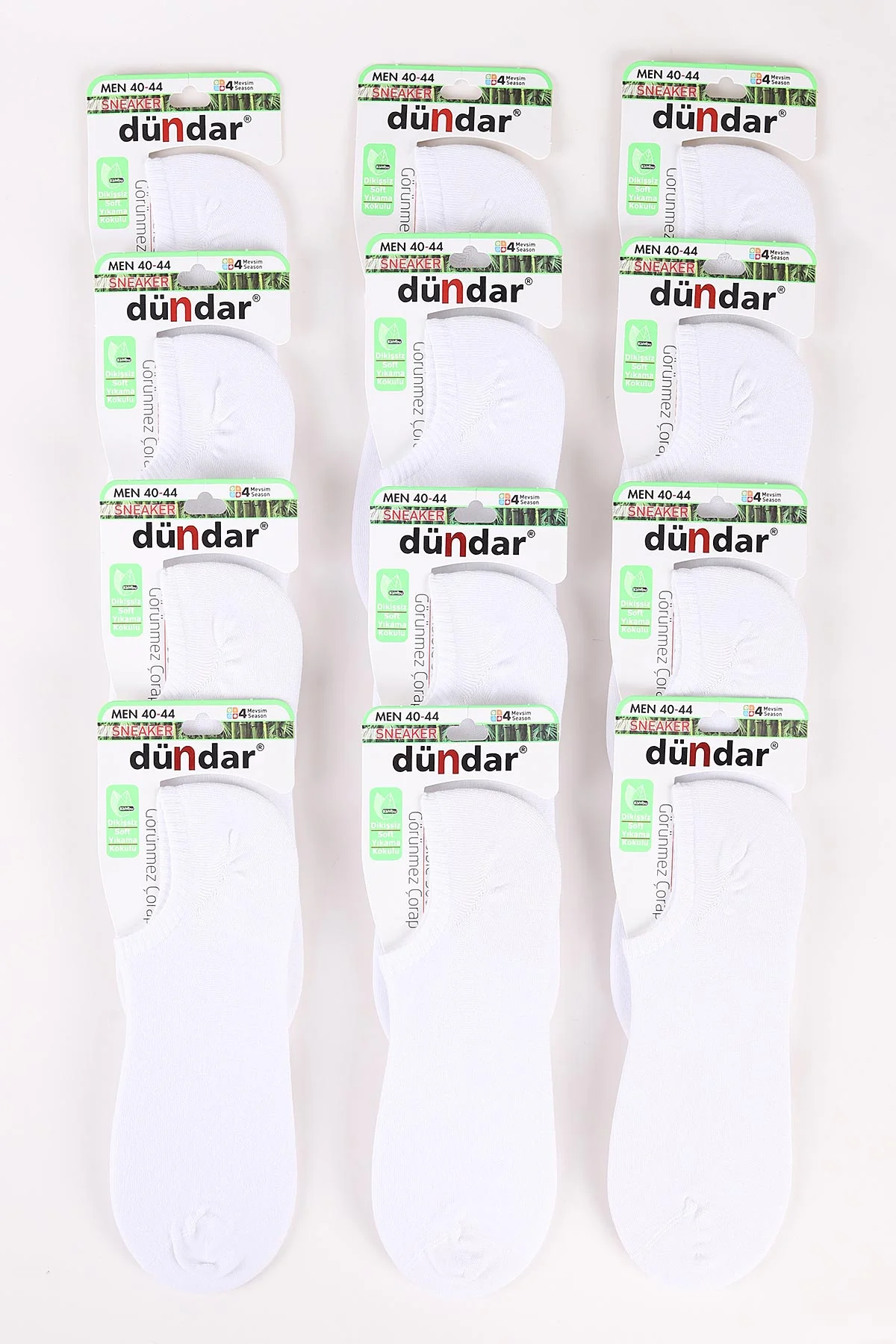Beyaz 12'li Erkek Bambu Sneaker Görünmez Çorap (40-44) 465598
