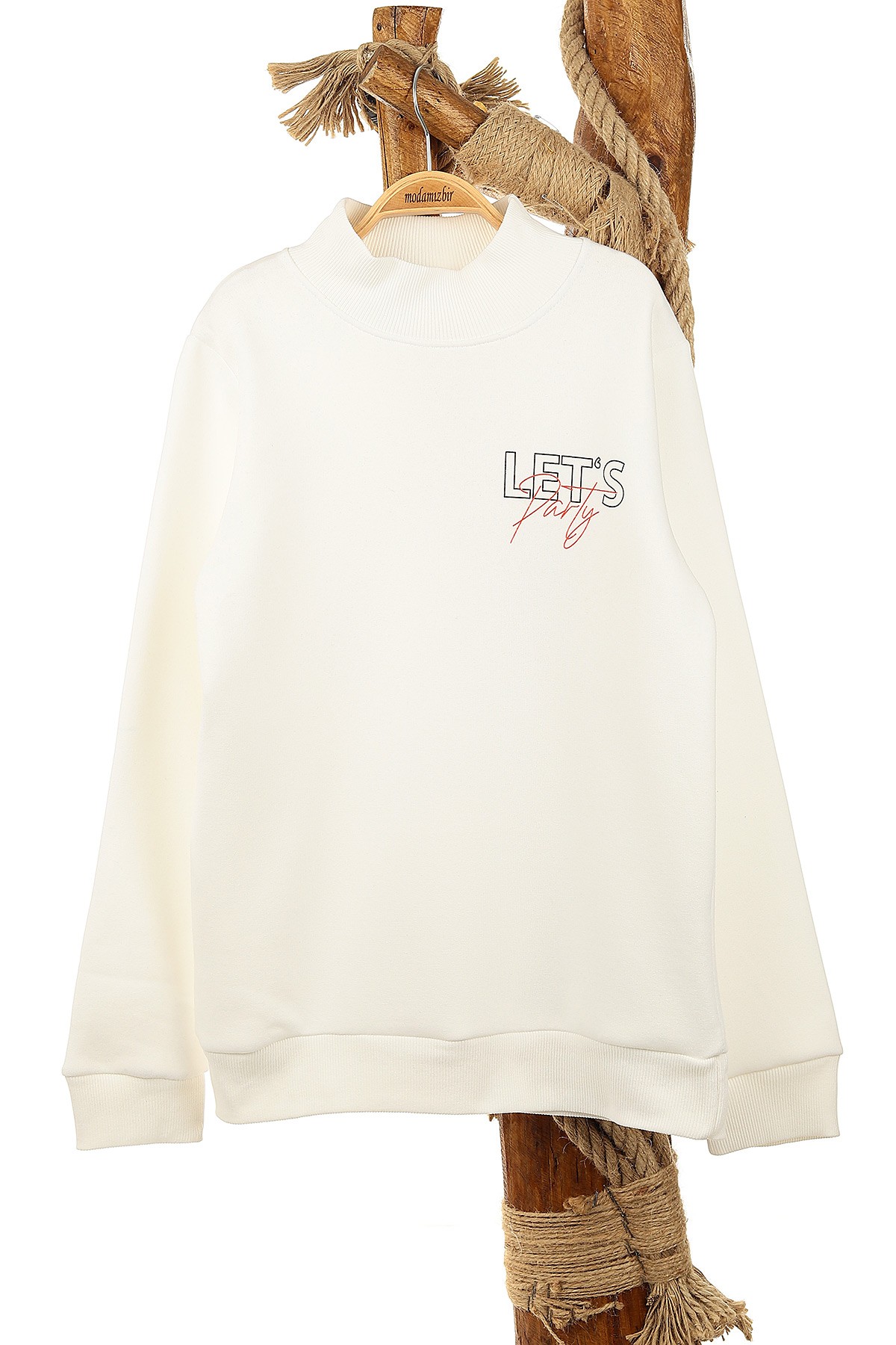 Beyaz (13-16 Yaş) Let'S Party Baskılı Üç İp Şardonlu Erkek Çocuk Sweat 154262