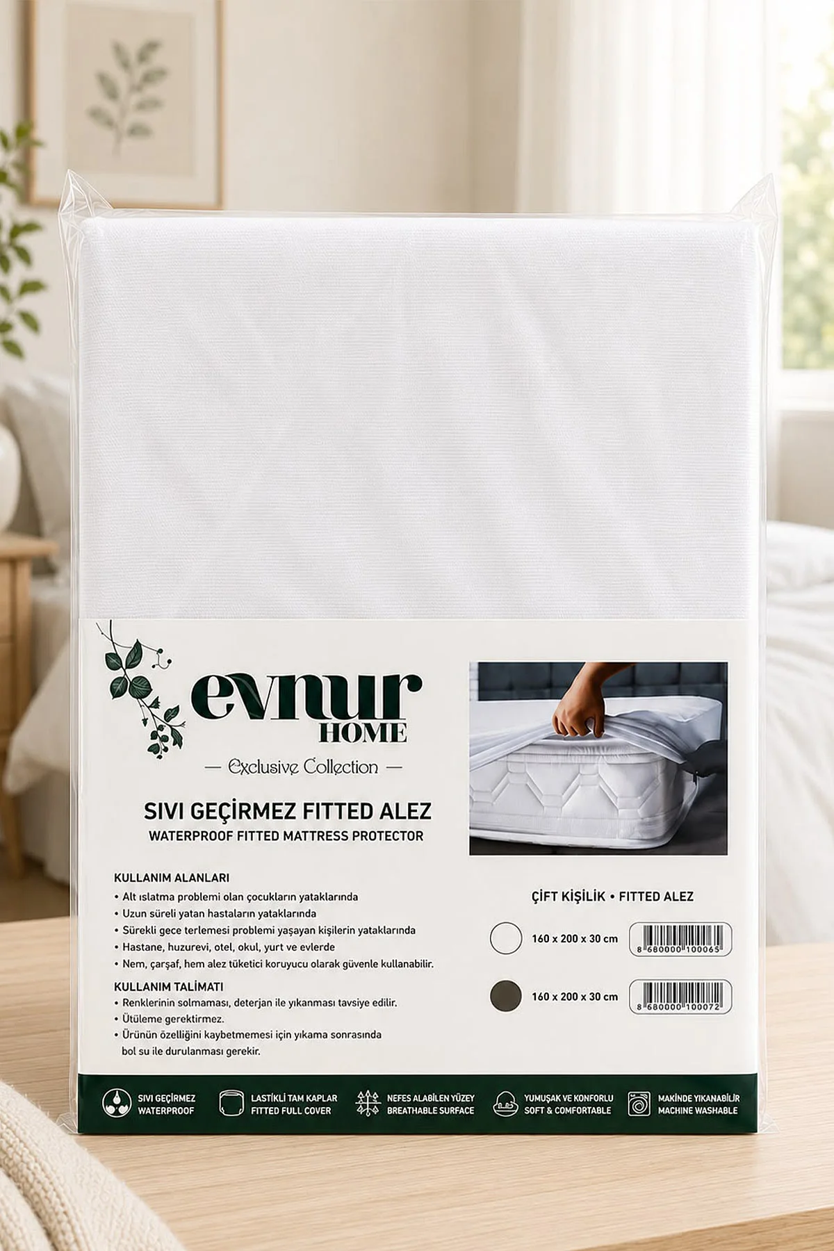 Beyaz 160X200 Cm Çift Kişilik Sıvı Geçirmez Fitted Yatak Alezi 336747