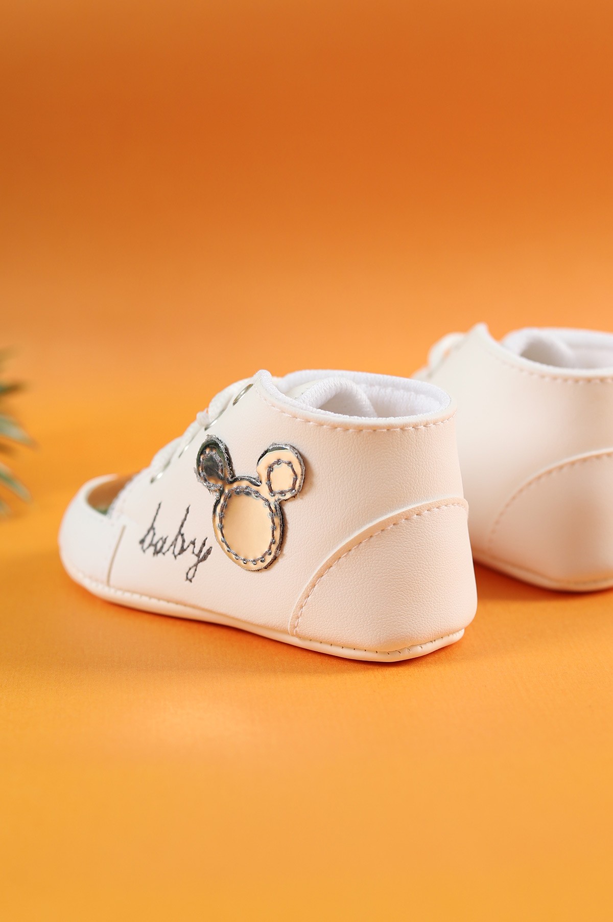 Beyaz (18-19 Pappa) Baby Nakışlı Aynalı İlk Adım Kız Bebe Ayakkabısı 215416
