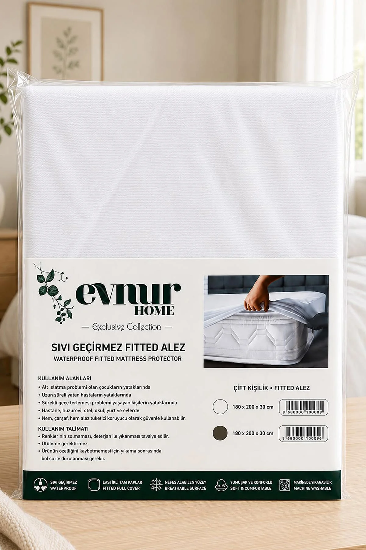Beyaz 180x200 Cm Çift Kişilik Sıvı Geçirmez Fitted Yatak Alezi 336746