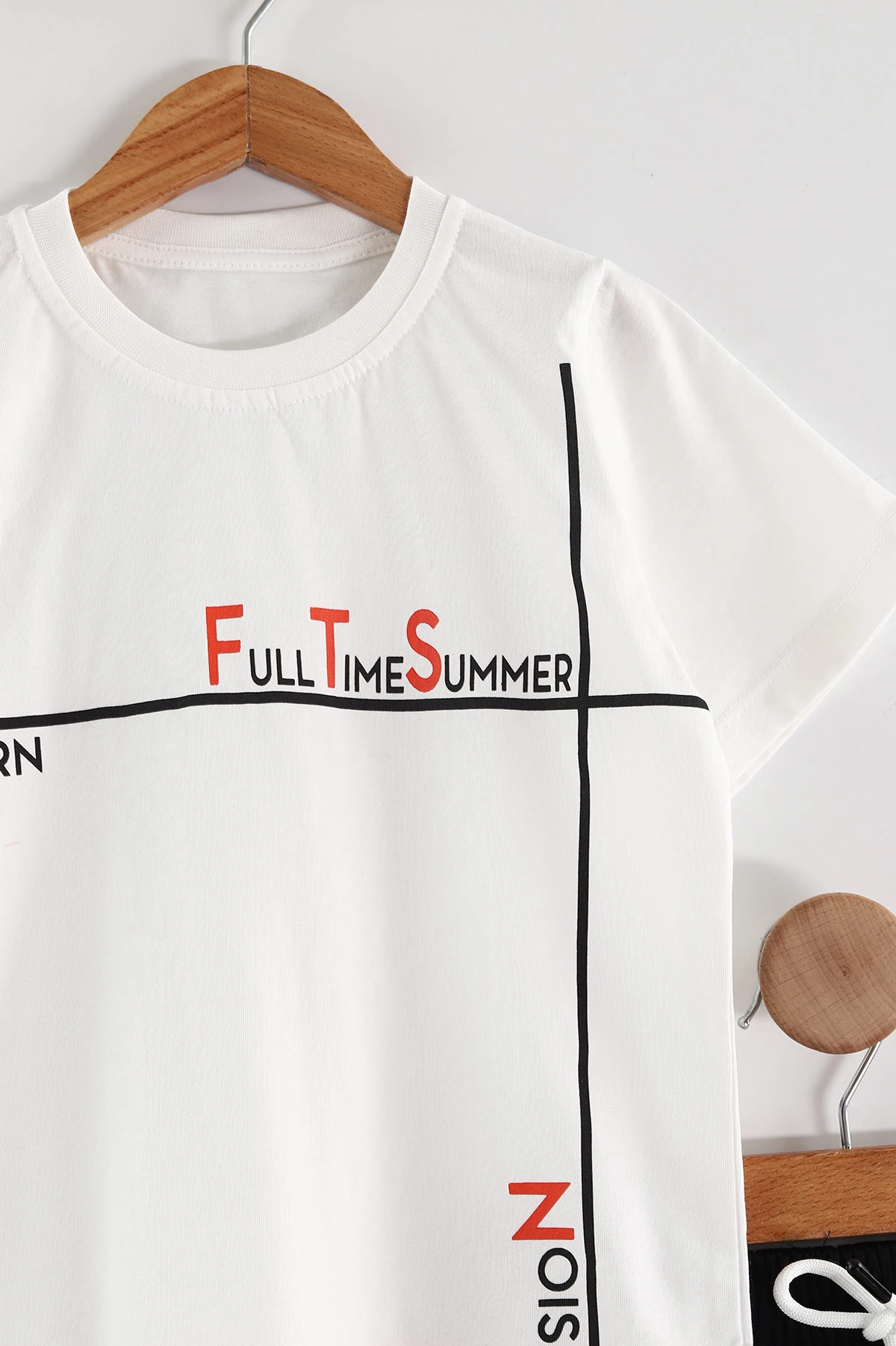 Beyaz (2-10 Yaş) Full Time Summer Baskılı Cep Detaylı Şortlu Penye Erkek Çocuk Yazlık Takım 437849