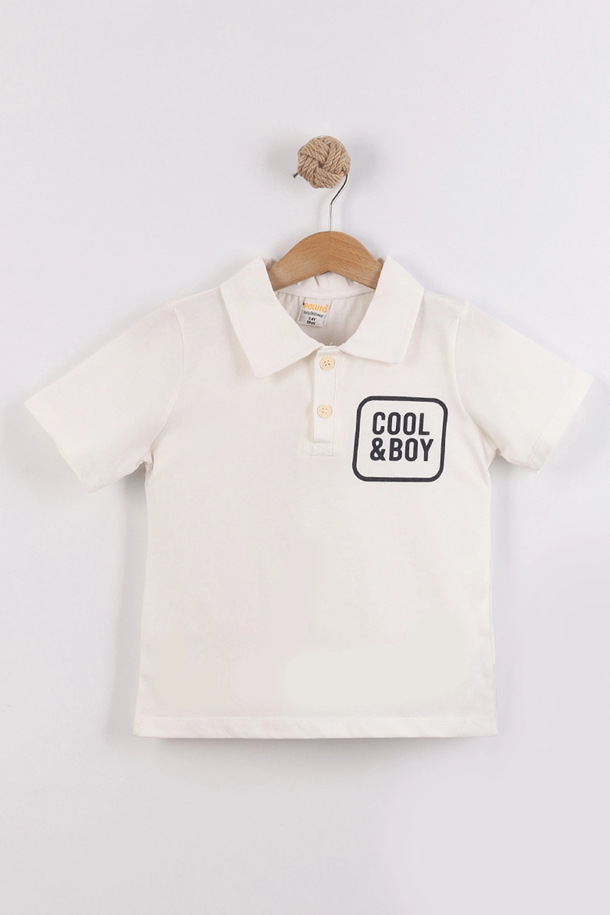 Beyaz (2-10  Yaş) Polo Yaka Cool Boy Baskılı Tişörtlü Gabardin Şortlu Erkek Çocuk Yazlık 2'li Takım 454620