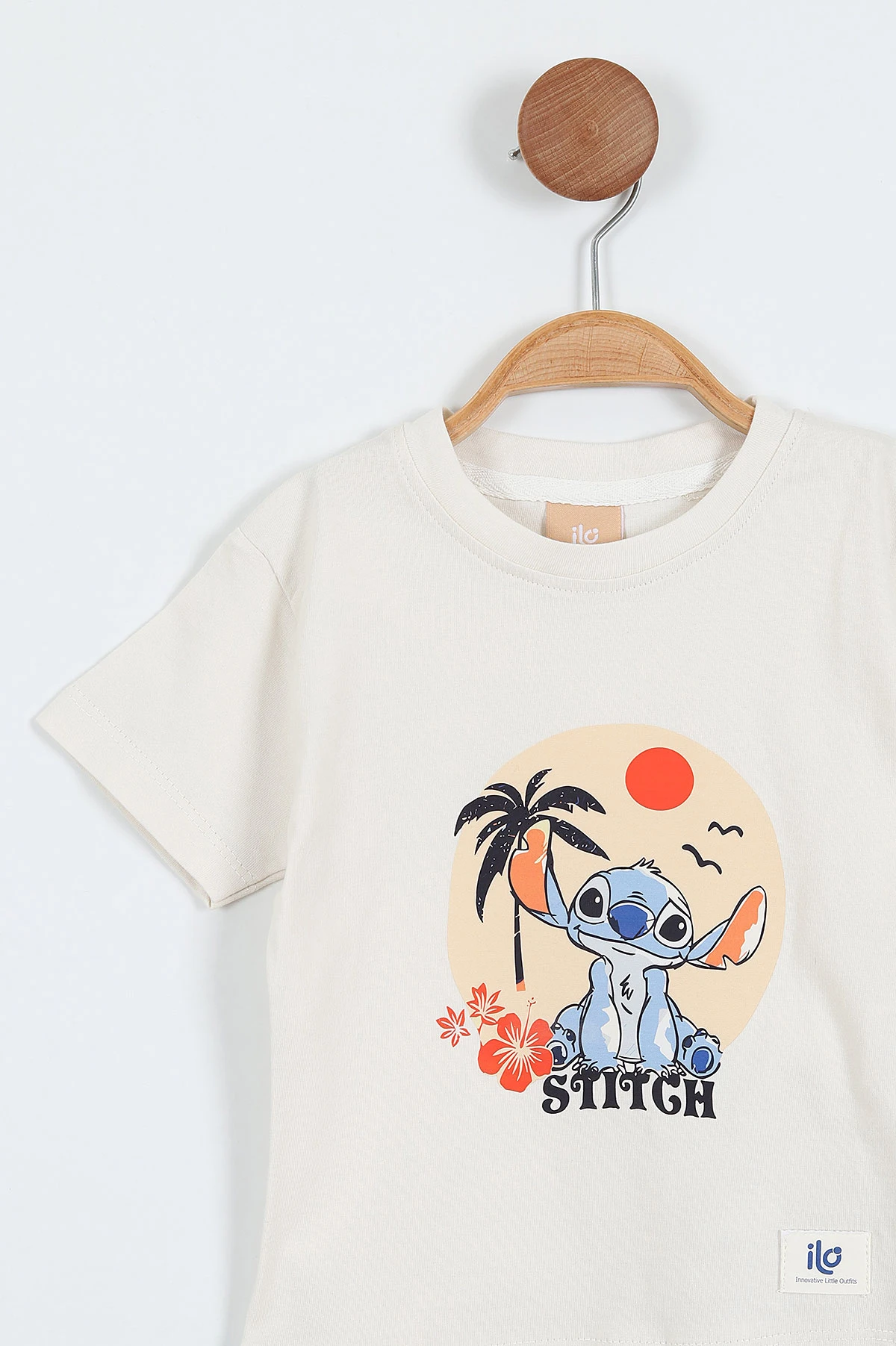 Beyaz (2-5 Yaş) Stich Baskılı   Şortlu Erkek Çocuk Yazlık Takım 357535