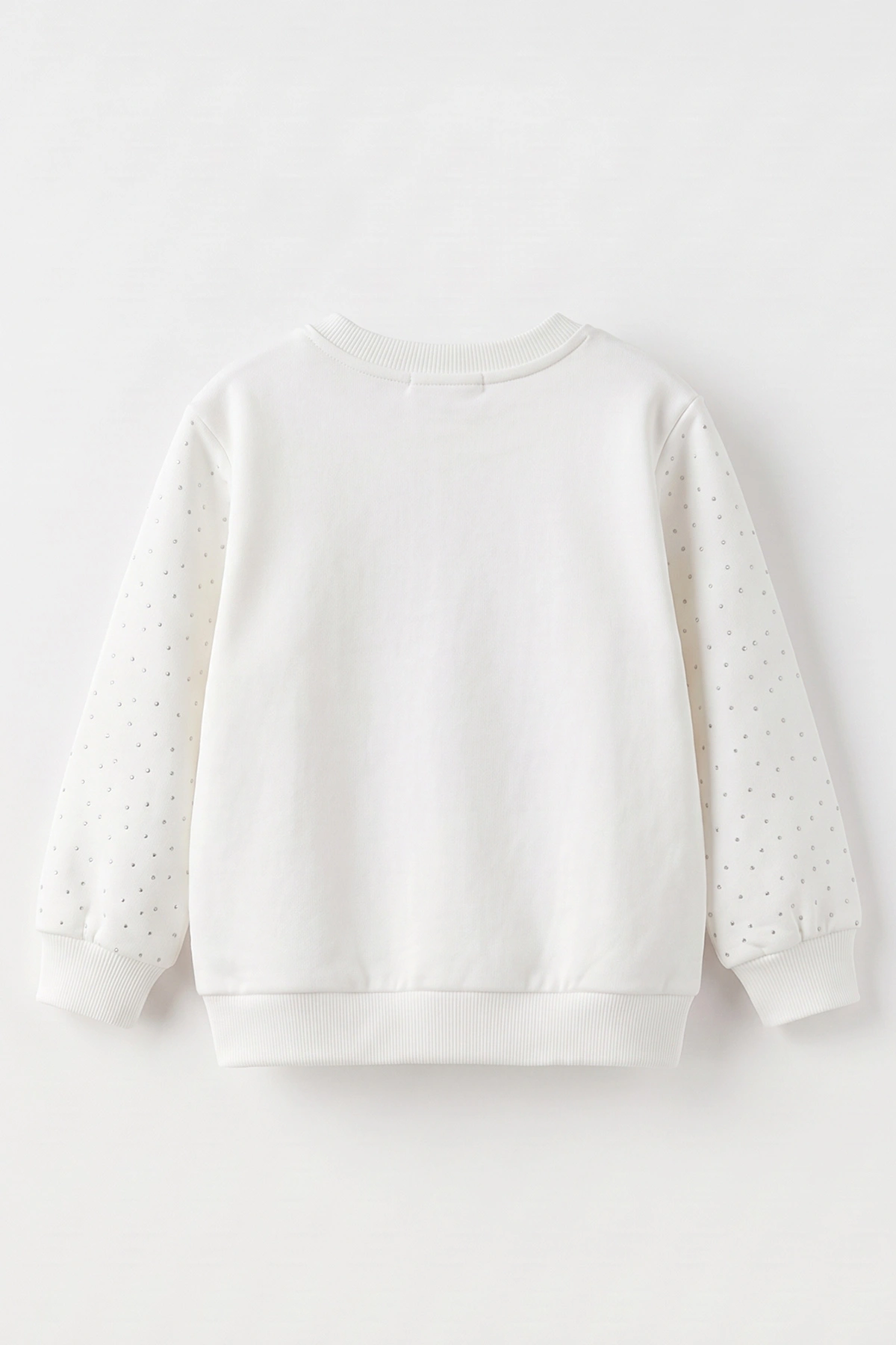 Beyaz (2-7 Yaş) Love Nakışlı Taşlı  İçi Şardonlu Kız Çocuk Sweatshirt 493804