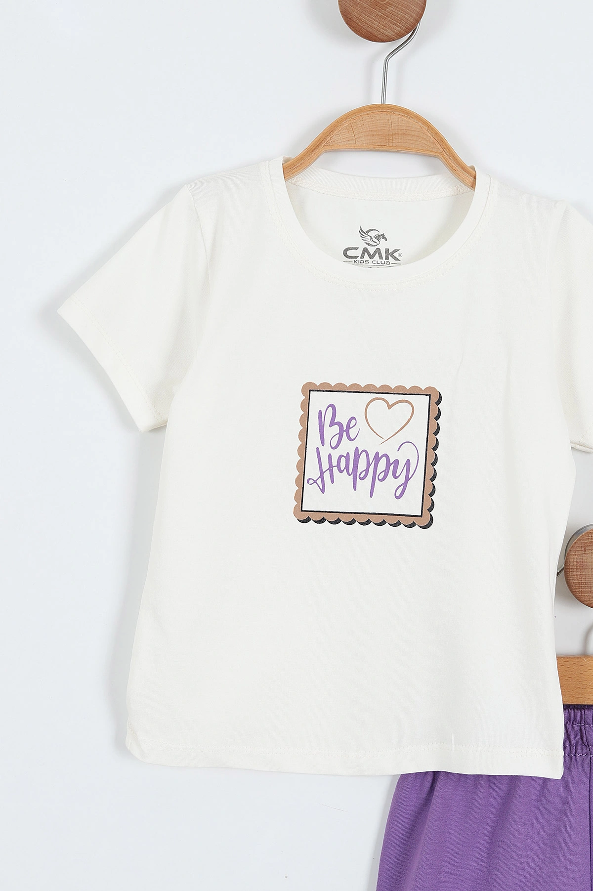 Beyaz (2-9 Yaş) Be Happy Baskılı Şortlu Kız Çocuk Yazlık Takım 354244