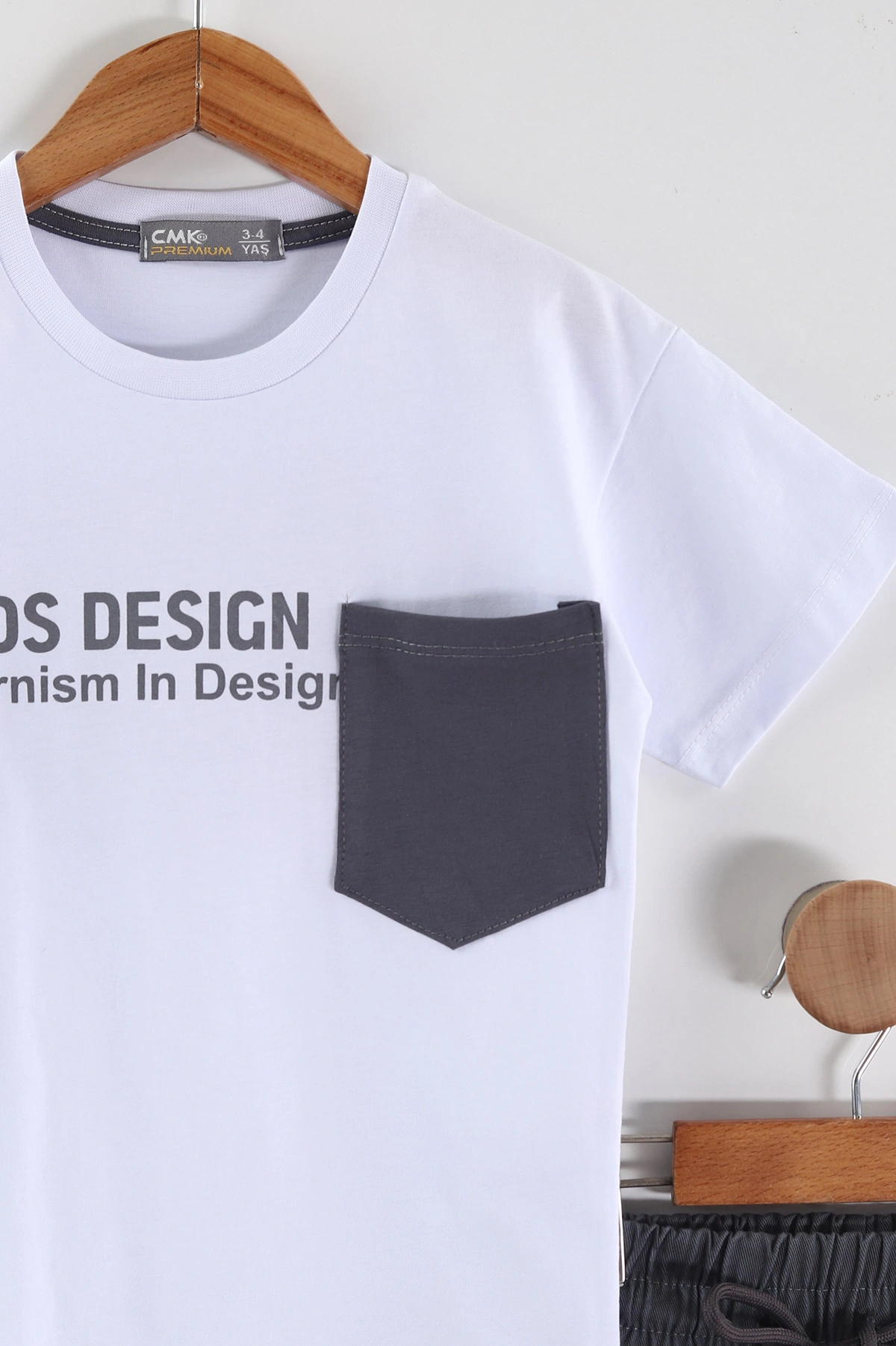 Beyaz (3-10 Yaş) Design Baskılı Gabardin Şortlu Erkek Çocuk Yazlık Takım 443637