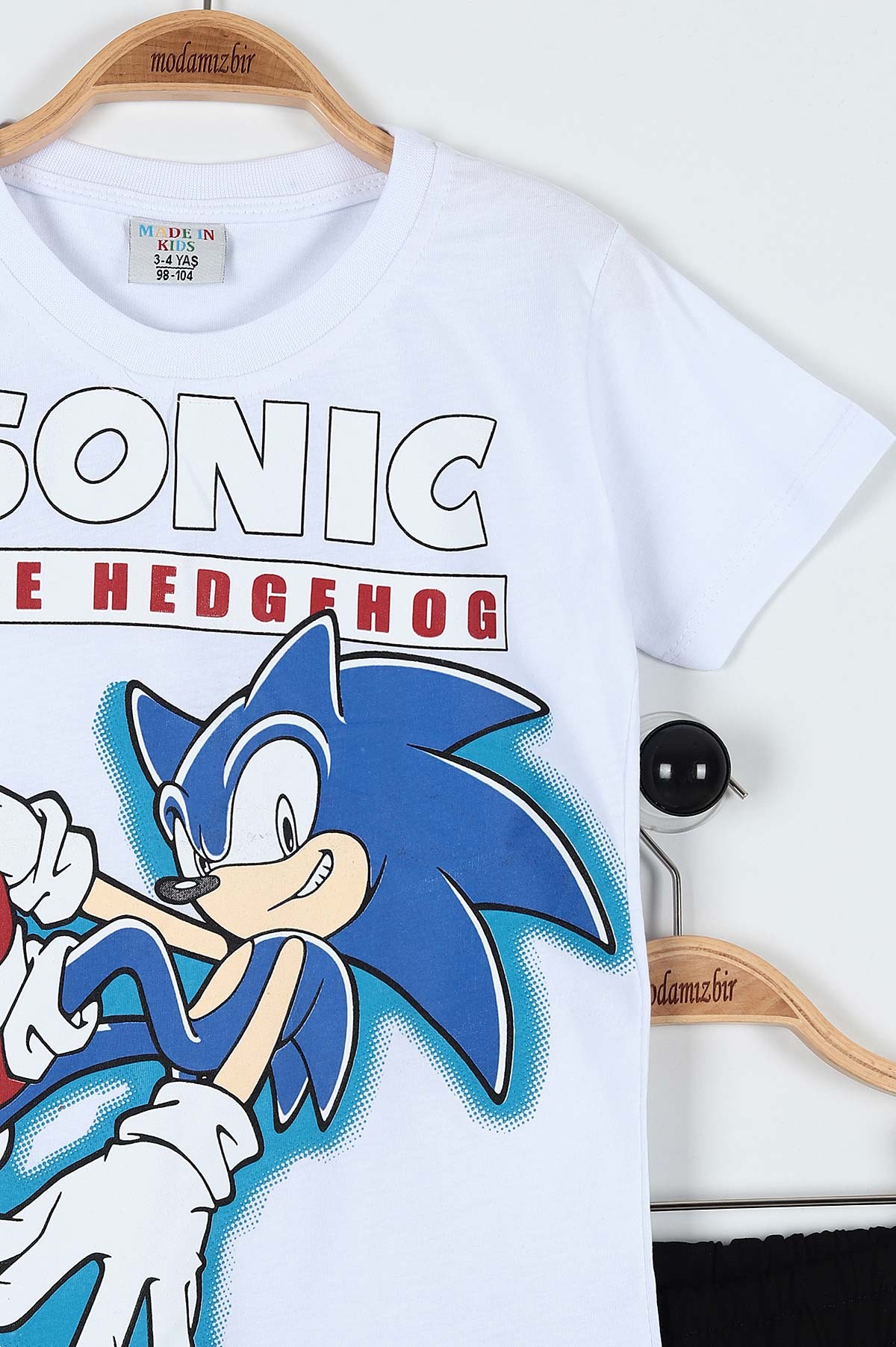 Beyaz (3-10 Yaş) Sonic Baskılı Şortlu Erkek Çocuk Takım 184501