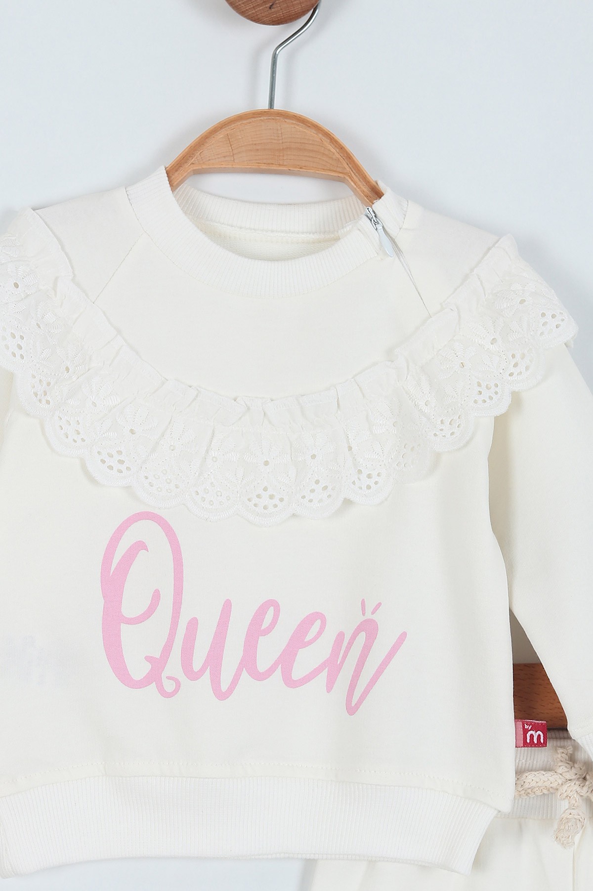 Beyaz (3-18 Ay) Yaka Detaylı Baskılı İki İp Kız Bebe Takım 220799