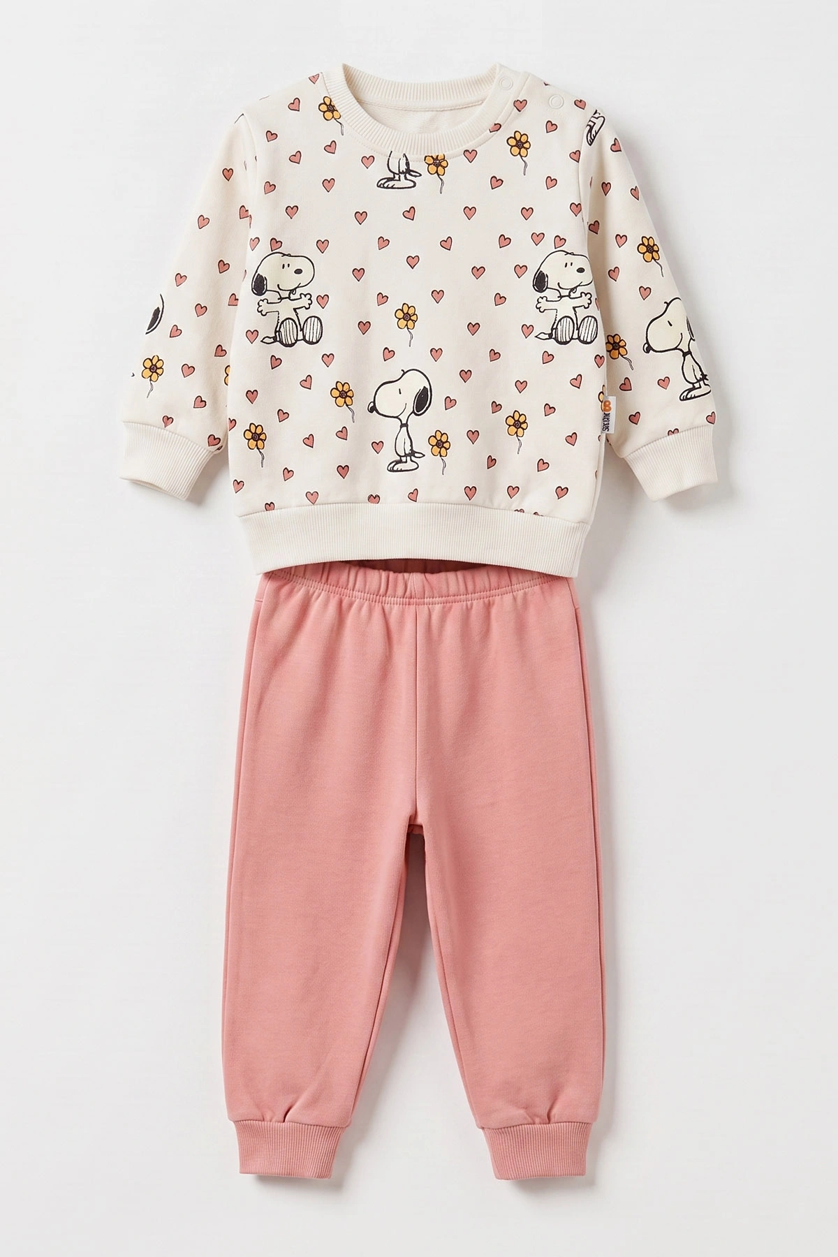 Beyaz (3-24 Ay) Kalpli Çiçekli Snoppy Baskılı 2 İp Kız Bebek Takım 483850
